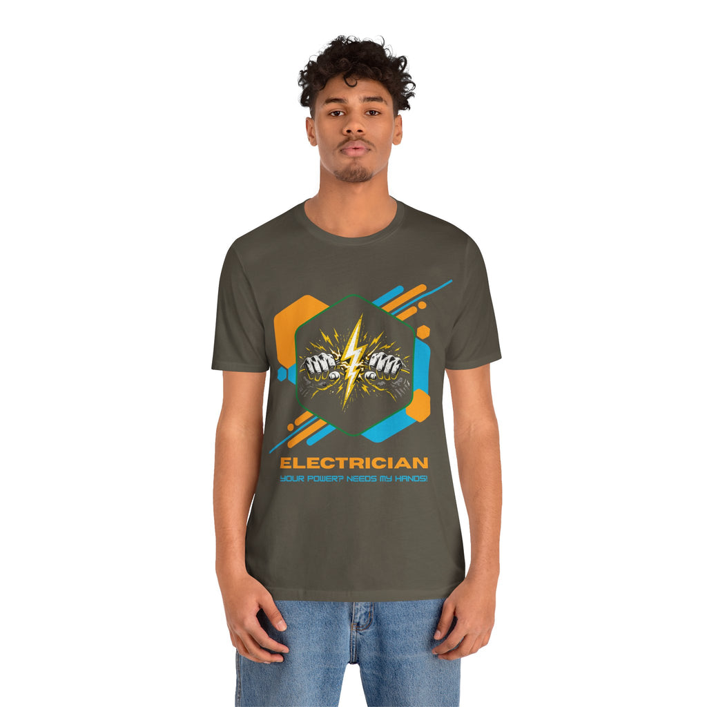 Electrician T‑Shirt - Skilled Hands Lightning Crew Tee