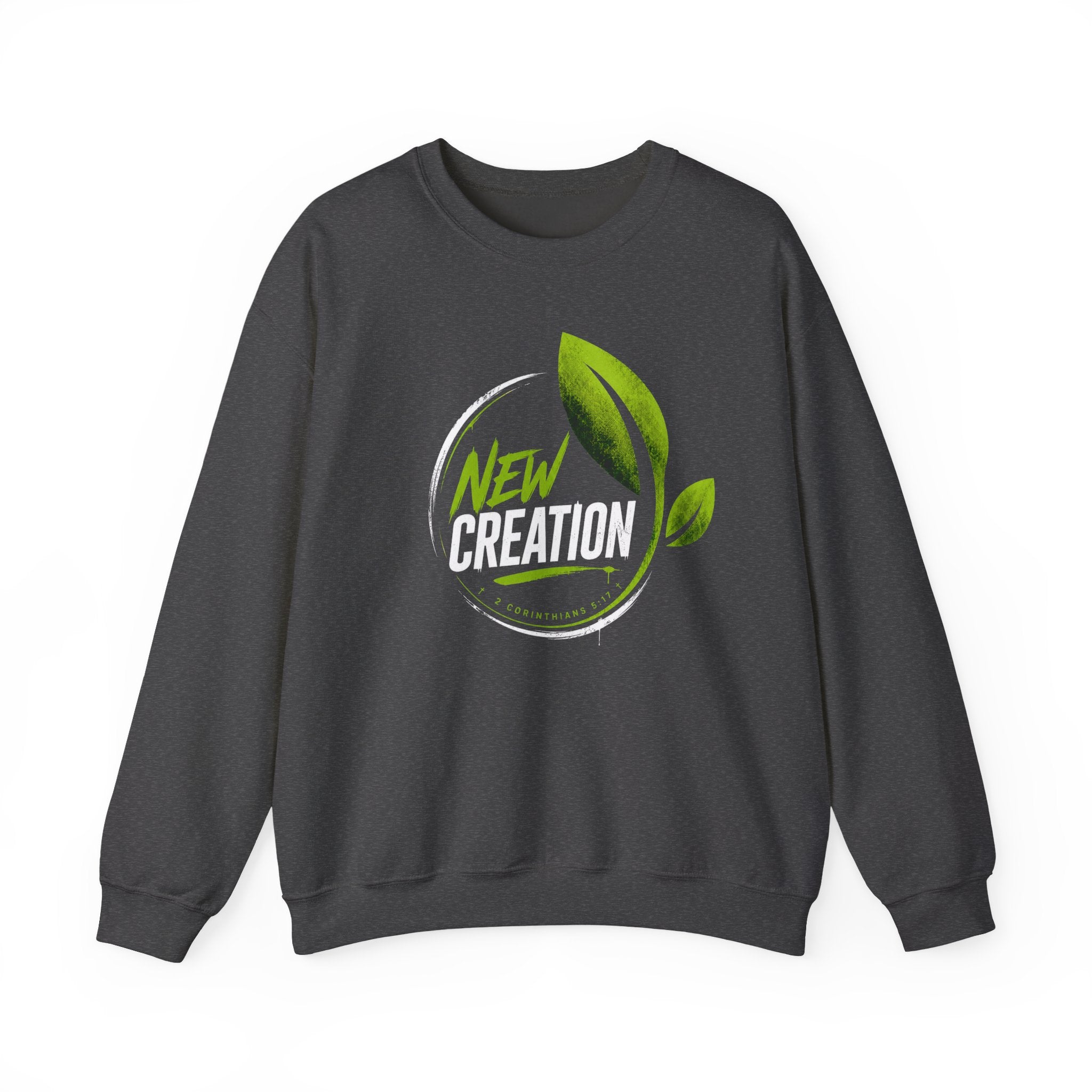 New Creation Sweatshirt – Christian Faith Green Leaf Crewneck