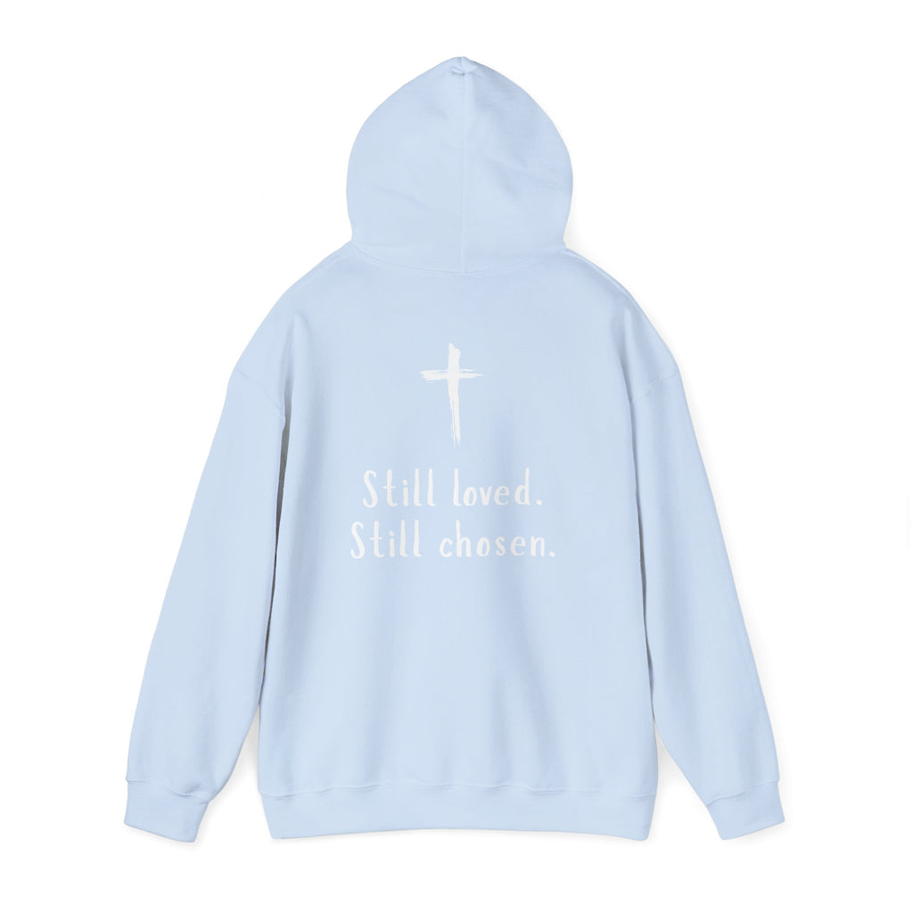 Not Perfect — Forgiven Hoodie | Christian Inspirational Sweatshirt (Romans 5:8, Still Loved/Still Chosen)