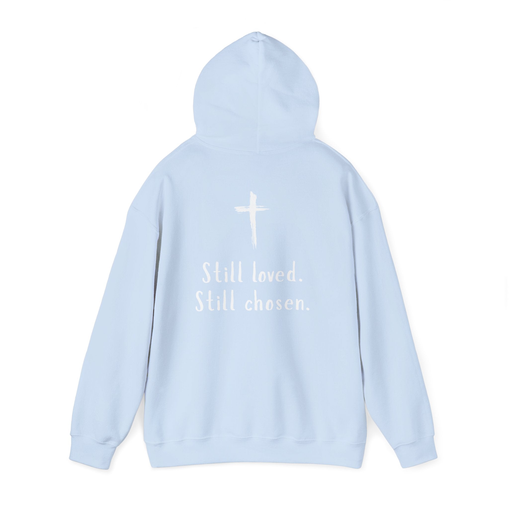 Not Perfect — Forgiven Hoodie | Christian Inspirational Sweatshirt (Romans 5:8, Still Loved/Still Chosen)