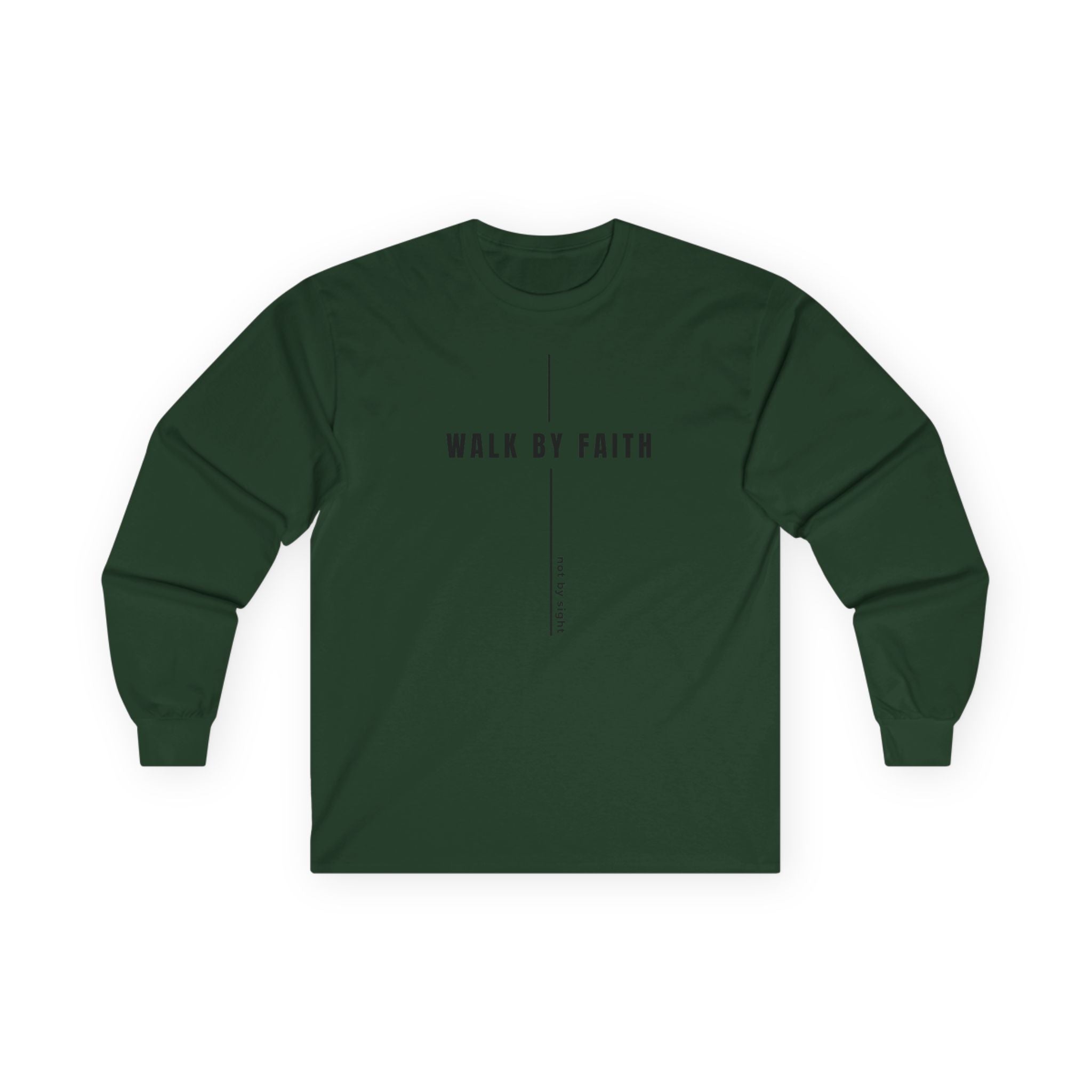 Walk By Faith Long Sleeve Tee — Minimal Christian Inspirational Shirt