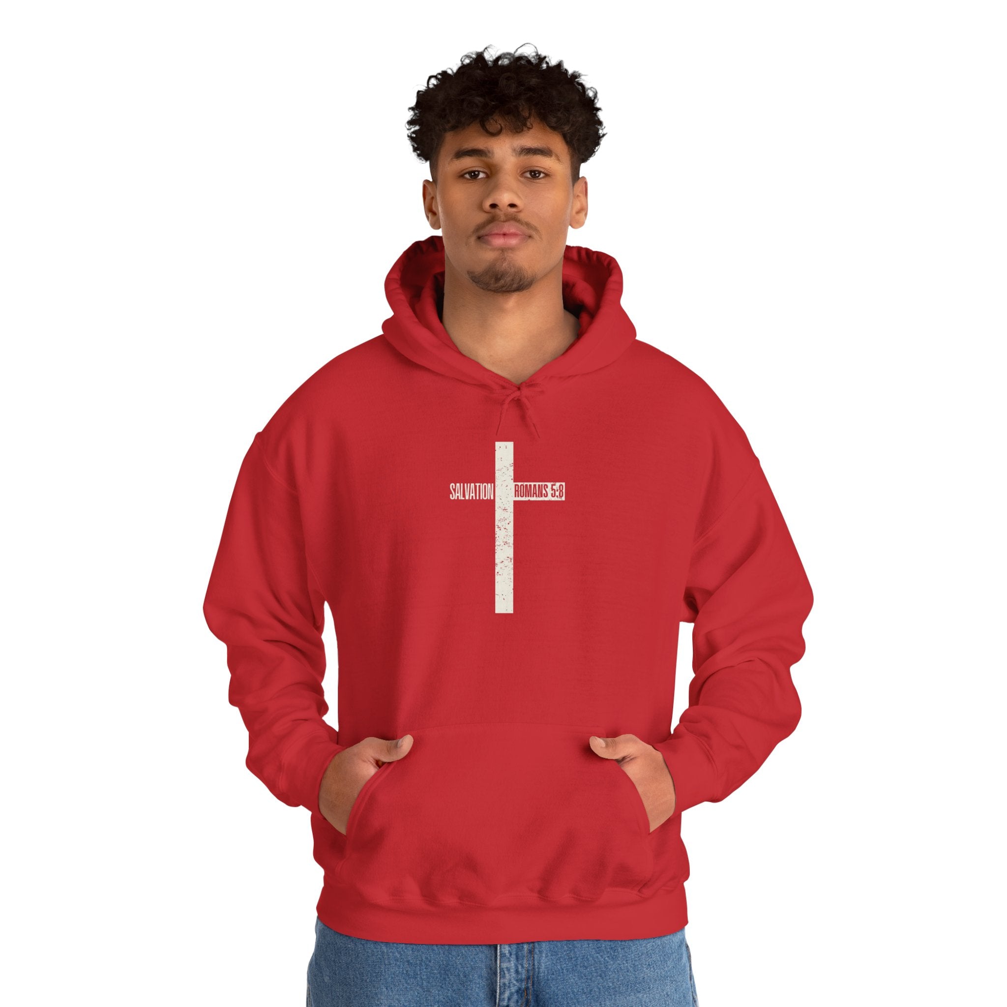 Christian Cross Salvation Hoodie – "Saved By Grace" Faith Graphic Pullover