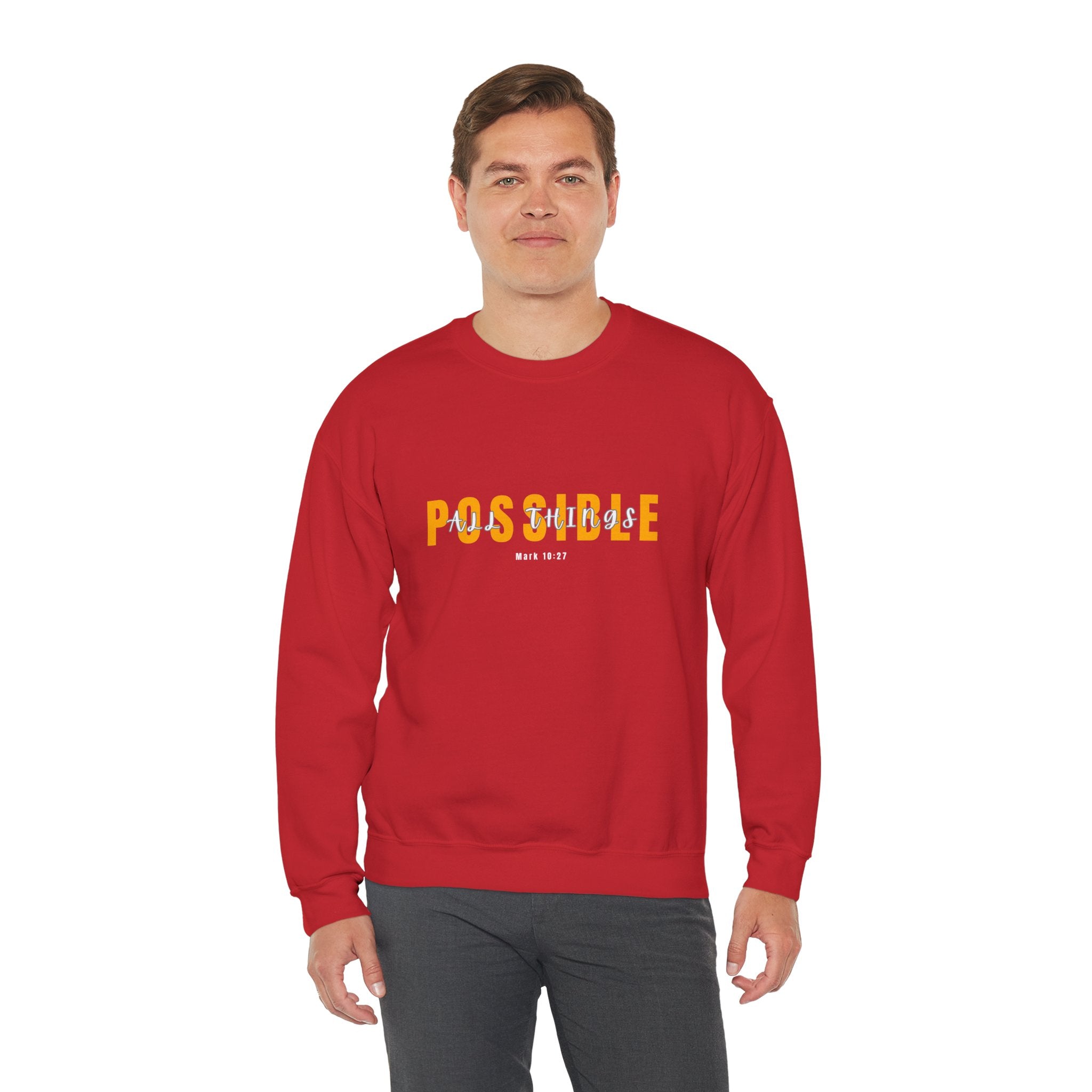 Inspirational Crewneck Sweatshirt "Possible" Pullover, Positive Affirmation Apparel, Motivational Mindset Graphic Sweatshirt