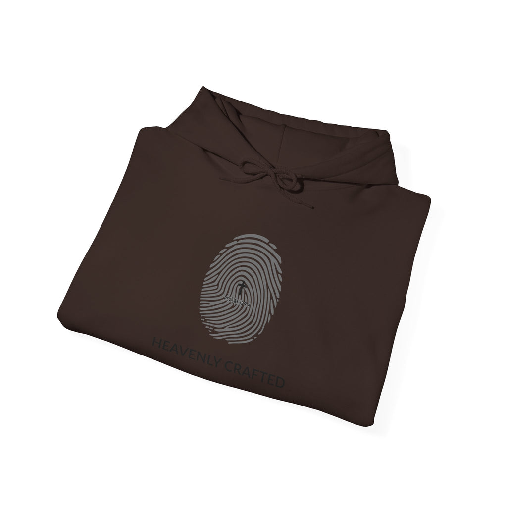 Heavenly Crafted Hoodie — Minimal Fingerprint Graphic Hooded Sweatshirt