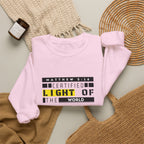 Christian Crewneck Sweatshirt "Certified Light of the World" Pullover, Matthew 5:14 Scripture Apparel, Trendy Faith Graphic Sweatshirt