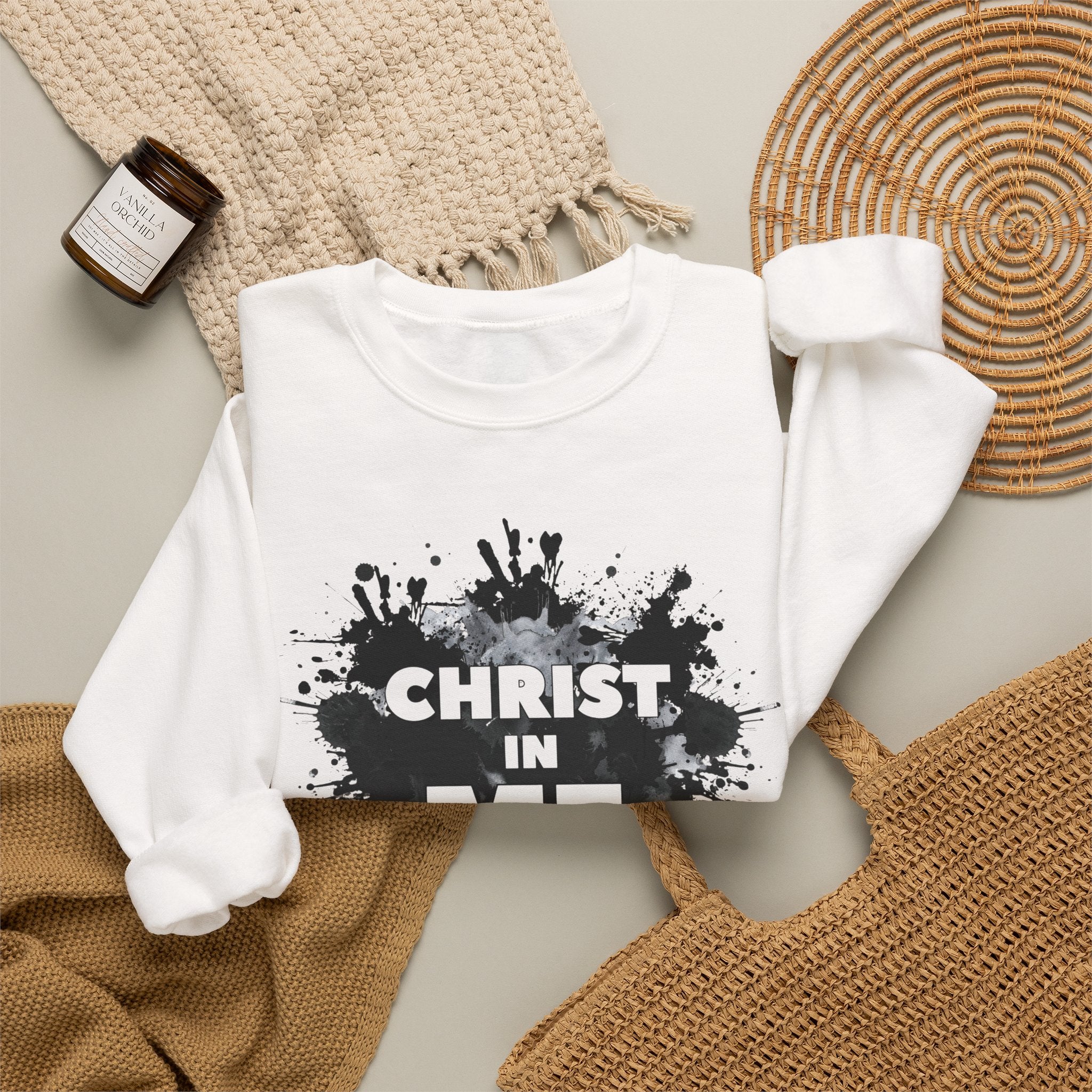 Christian Crewneck Sweatshirt "Christ in Me" Pullover, Galatians 2:20 Apparel, Inspirational Religious Graphic Sweatshirt