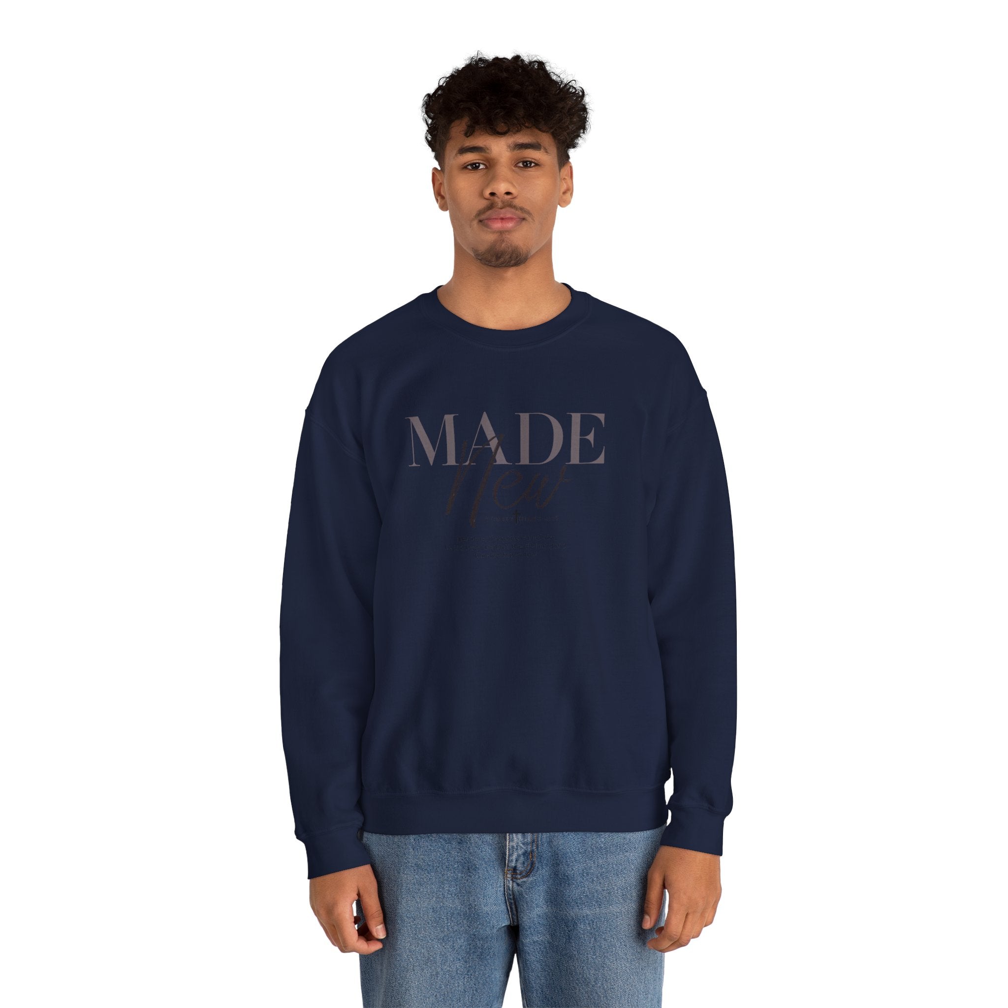 Minimalist Crewneck Sweatshirt "Made New" Pullover, Inspirational Christian Clothing, Aesthetic Daily Reminder Sweatshirt