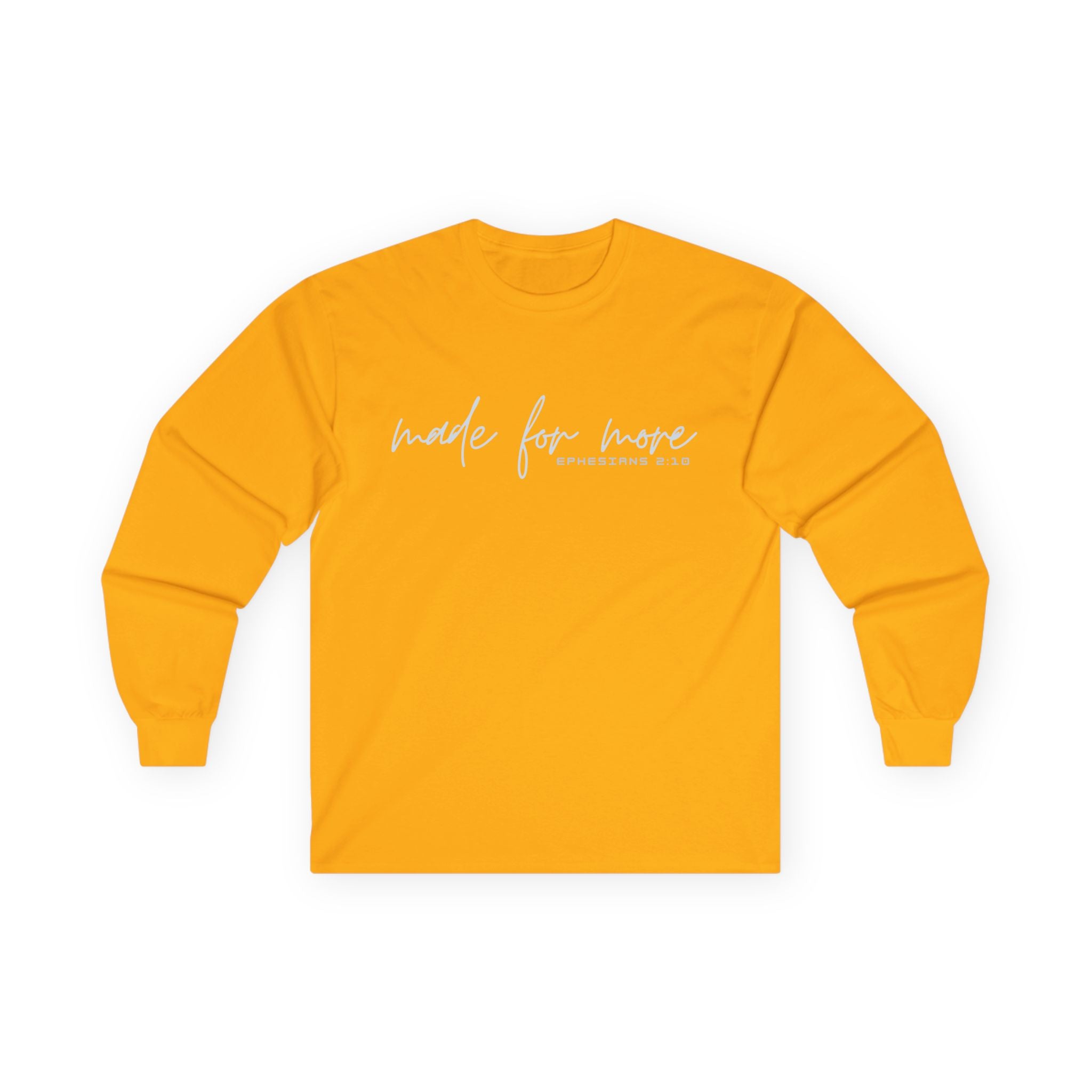 Long Sleeve Christian Tee — 'Made For More' Minimalist Script Shirt