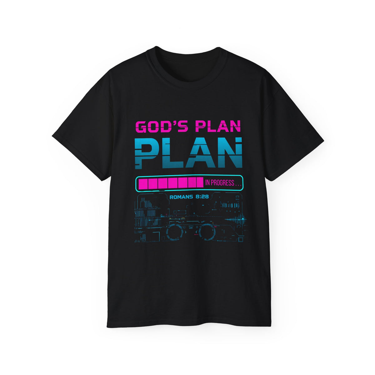 God’s Plan Graphic Tee – Retro Tape Design (Romans 8:28)