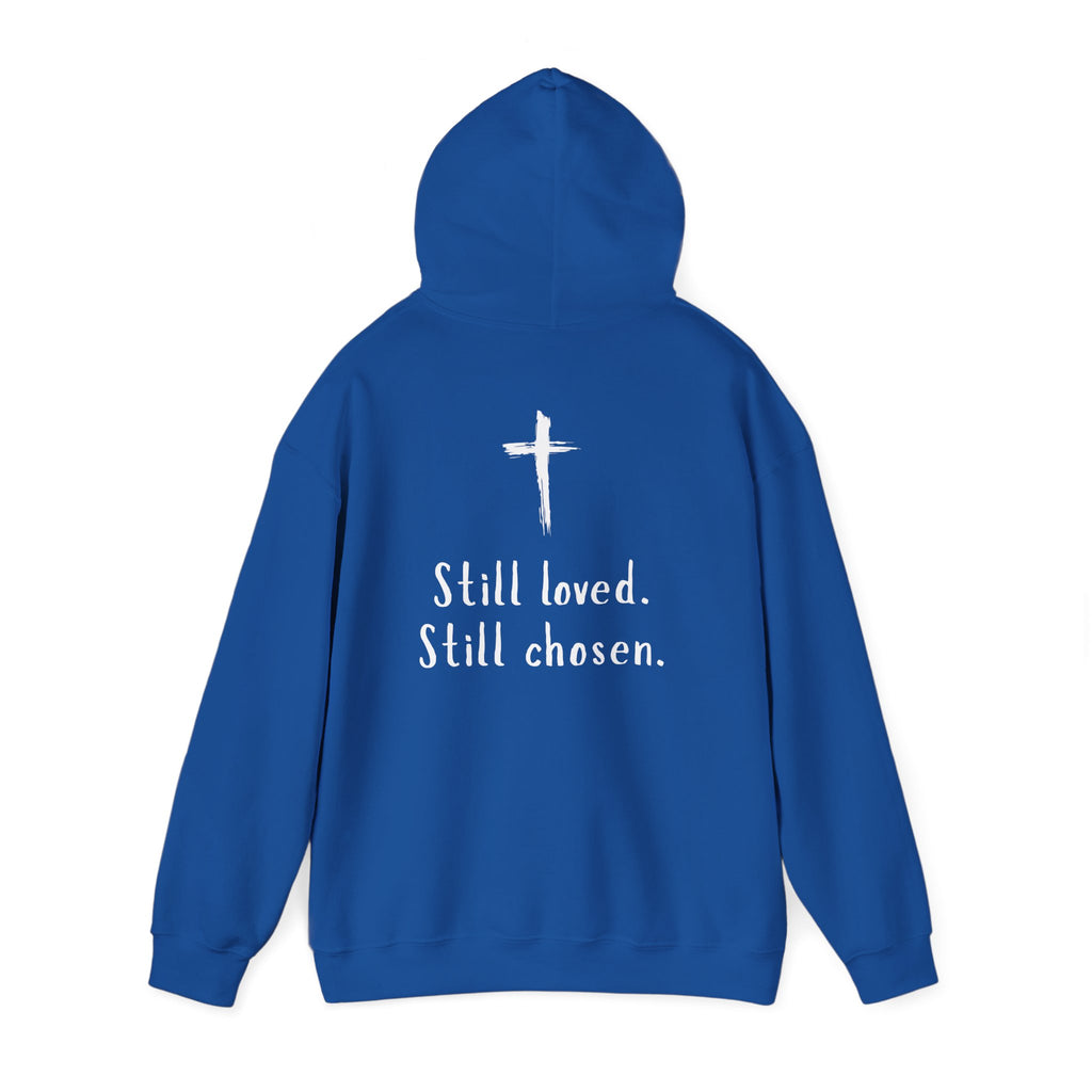 Not Perfect — Forgiven Hoodie | Christian Inspirational Sweatshirt (Romans 5:8, Still Loved/Still Chosen)