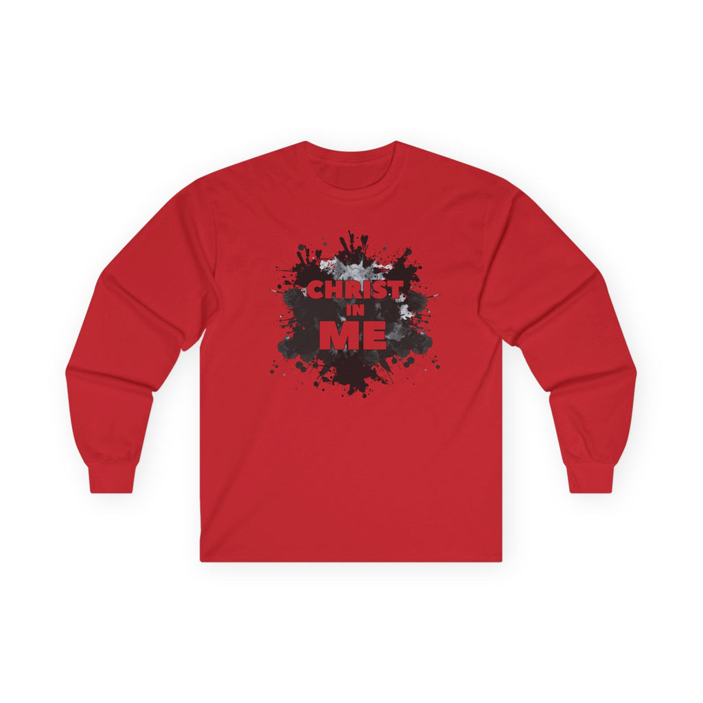 Long Sleeve Tee — "Christ in Me" Faith Graphic Christian Shirt