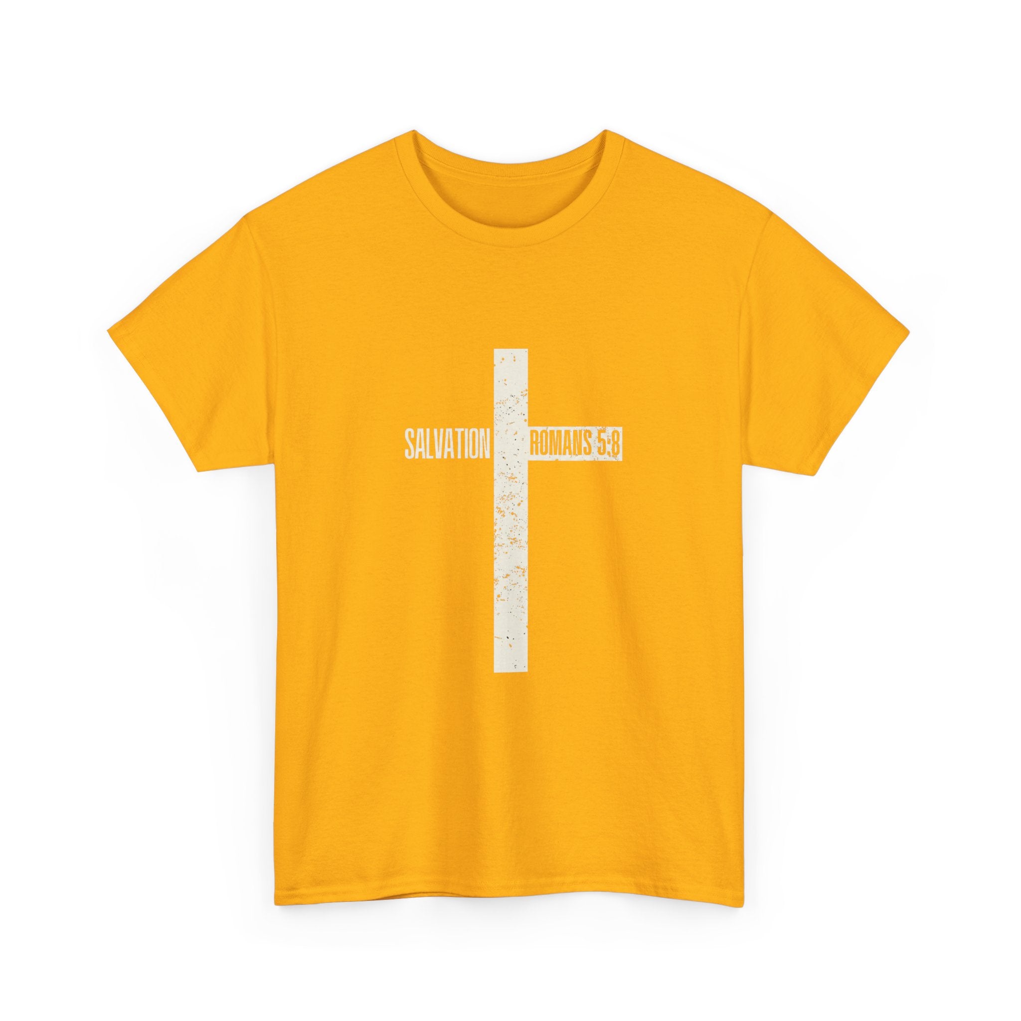 Christian Cross T-Shirt — "Salvation Romans 5:8" Faith Tee