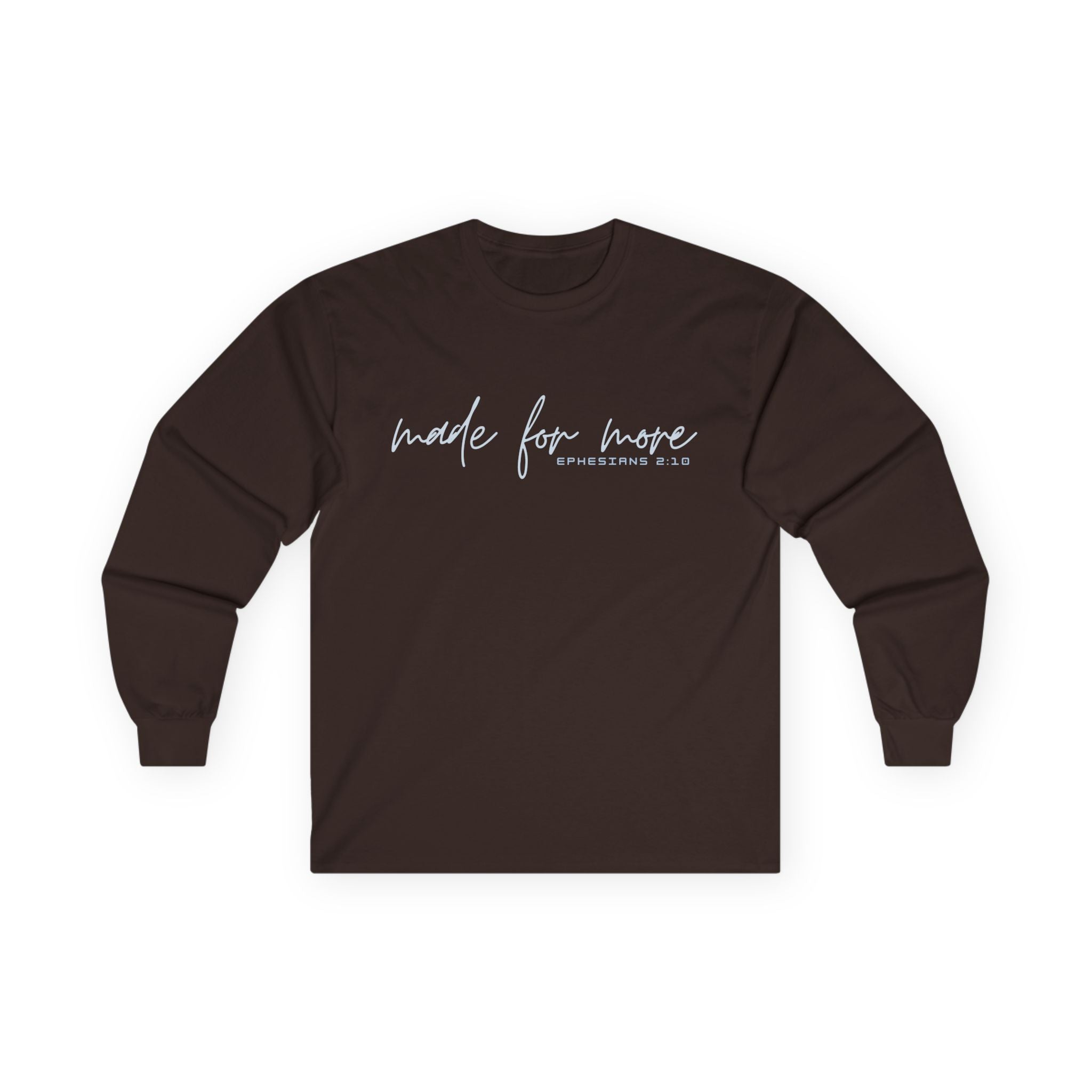 Long Sleeve Christian Tee — 'Made For More' Minimalist Script Shirt