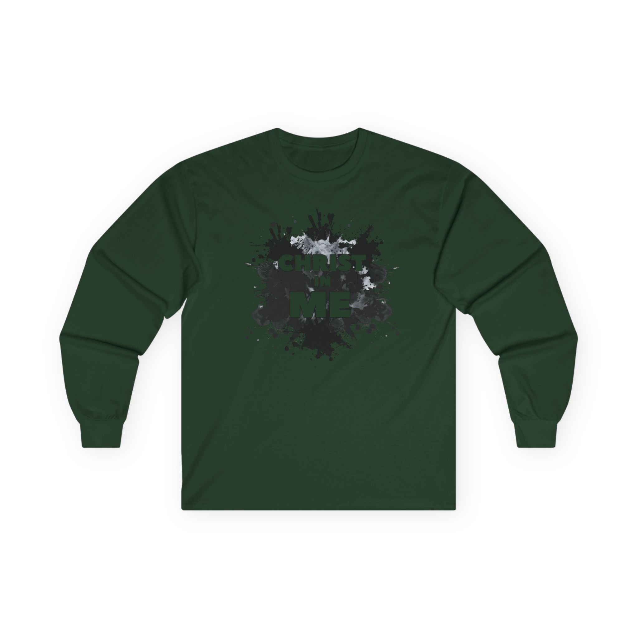 Long Sleeve Tee — "Christ in Me" Faith Graphic Christian Shirt