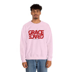 Crewneck Sweatshirt — "Grace Powered By God" Christian Faith Pullover (Ephesians 2:8)