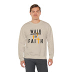 Christian Crewneck Sweatshirt "Walk By Faith" Pullover, 2 Corinthians 5:7 Apparel, Inspirational Faith Graphic Sweatshirt