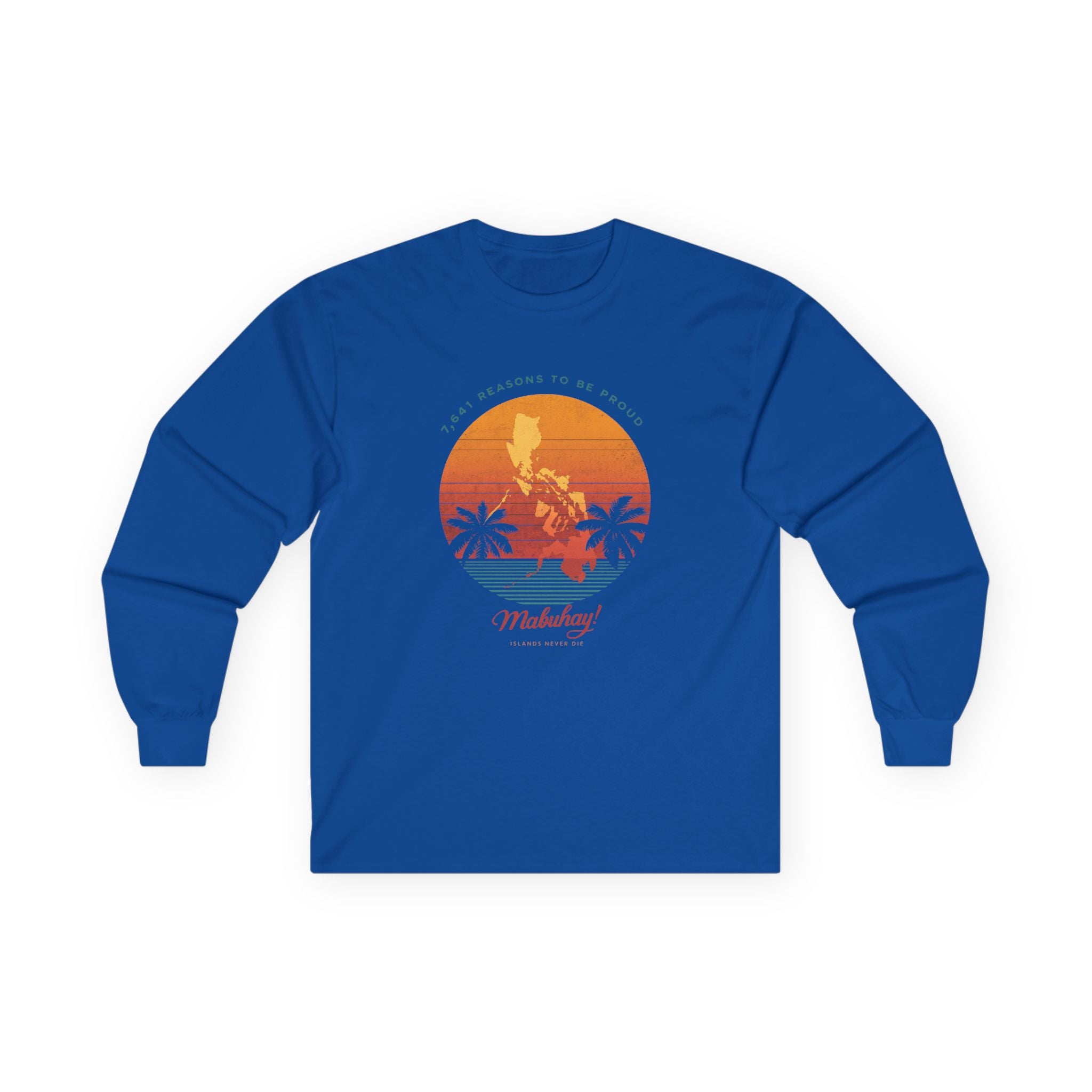 Long Sleeve Tee — 'Map of the Philippines' Retro Sunset Surf Design