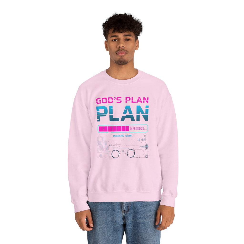 God's Plan Crewneck Sweatshirt — Retro Neon Faith Graphic