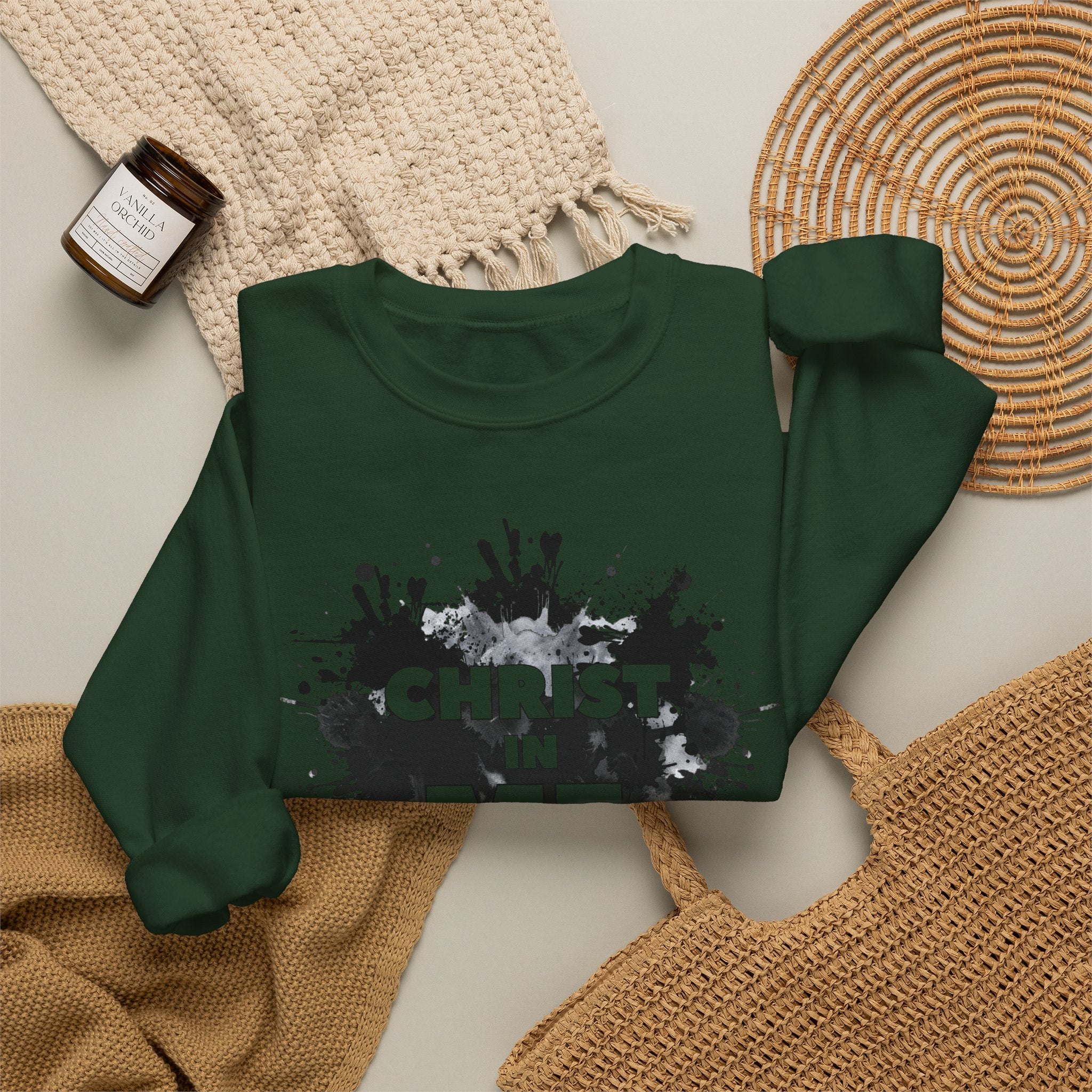 Christian Crewneck Sweatshirt "Christ in Me" Pullover, Galatians 2:20 Apparel, Inspirational Religious Graphic Sweatshirt