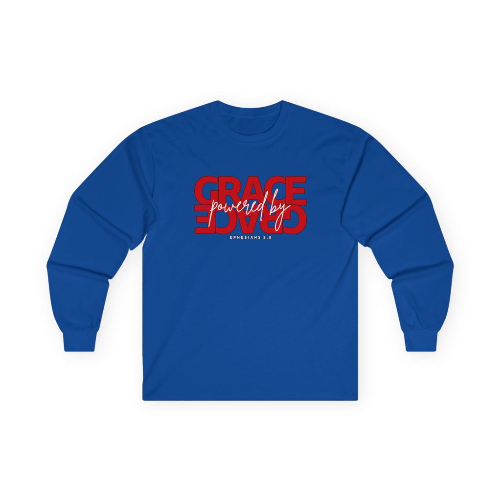 By Grace Long Sleeve Tee — Inspirational Christian Graphic Shirt