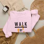 Christian Crewneck Sweatshirt "Walk By Faith" Pullover, 2 Corinthians 5:7 Apparel, Inspirational Faith Graphic Sweatshirt