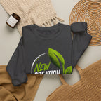 New Creation Sweatshirt – Christian Faith Green Leaf Crewneck