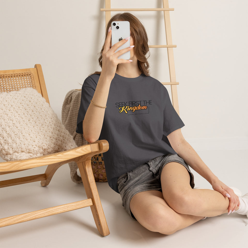 Seek First the Kingdom Tee — Christian Faith Graphic T-Shirt (Matthew 6:33)