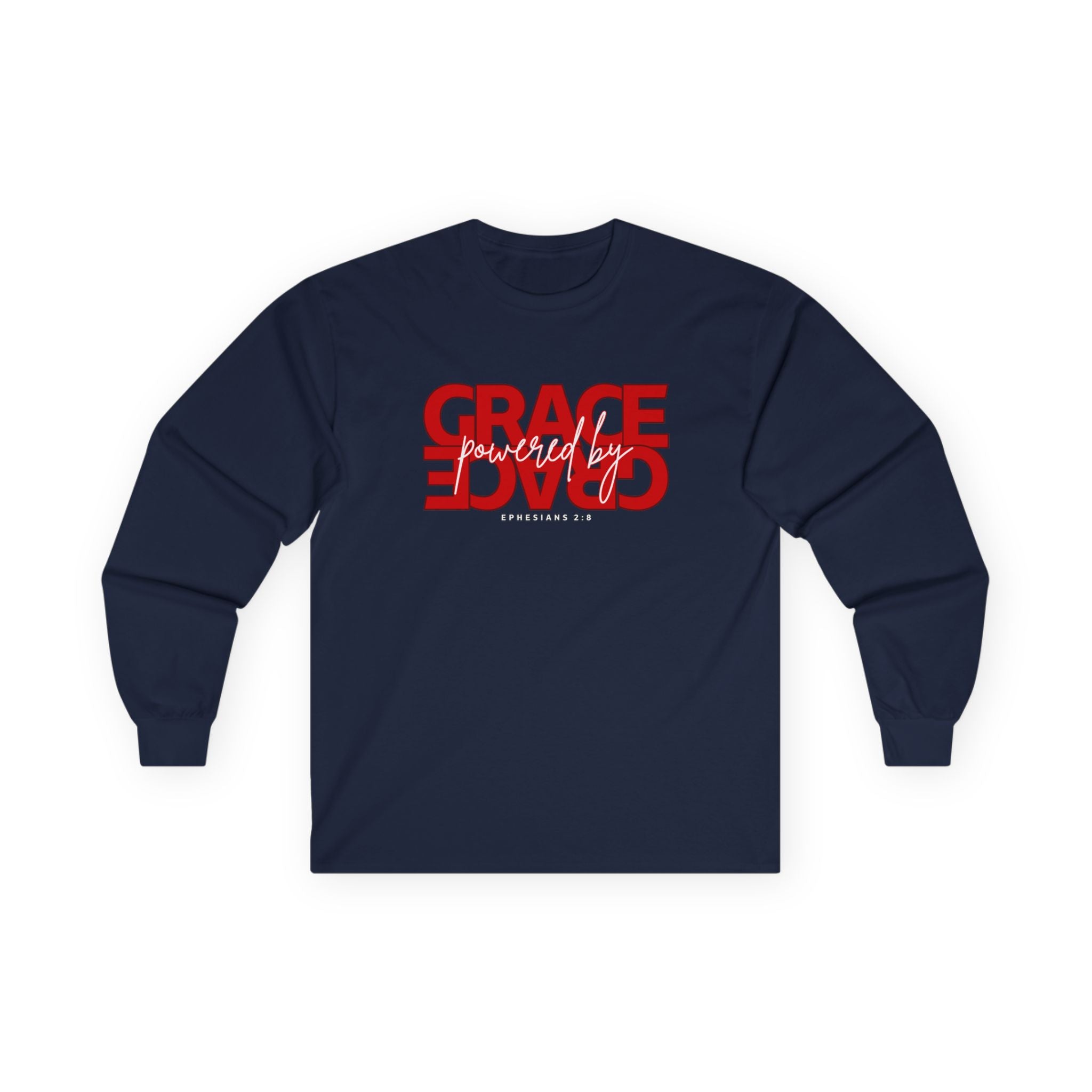 By Grace Long Sleeve Tee — Inspirational Christian Graphic Shirt