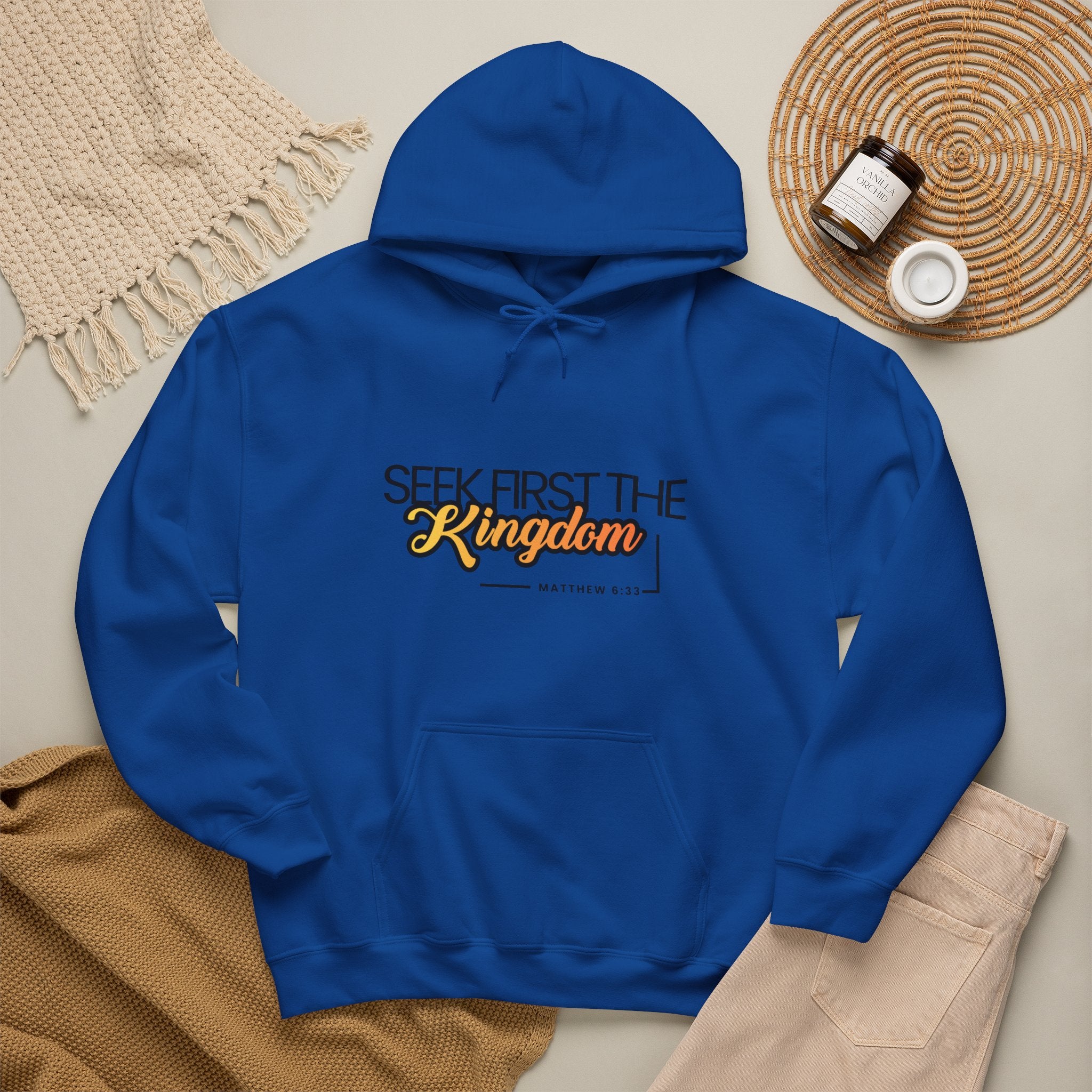 Seek First the Kingdom Hoodie – Christian Faith Scripture Sweatshirt (Matthew 6:33)