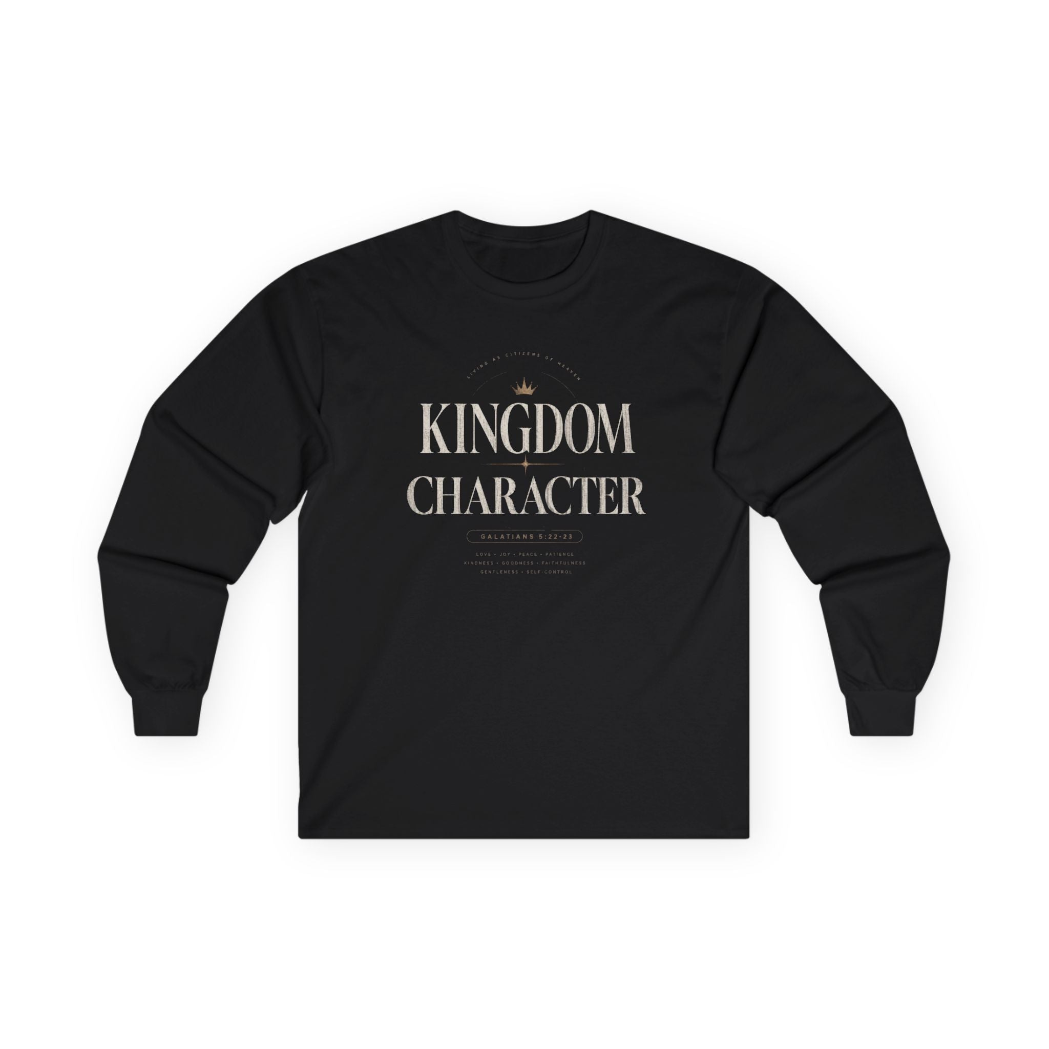 Kingdom Character Long Sleeve Tee — Inspirational Faith Graphic Shirt