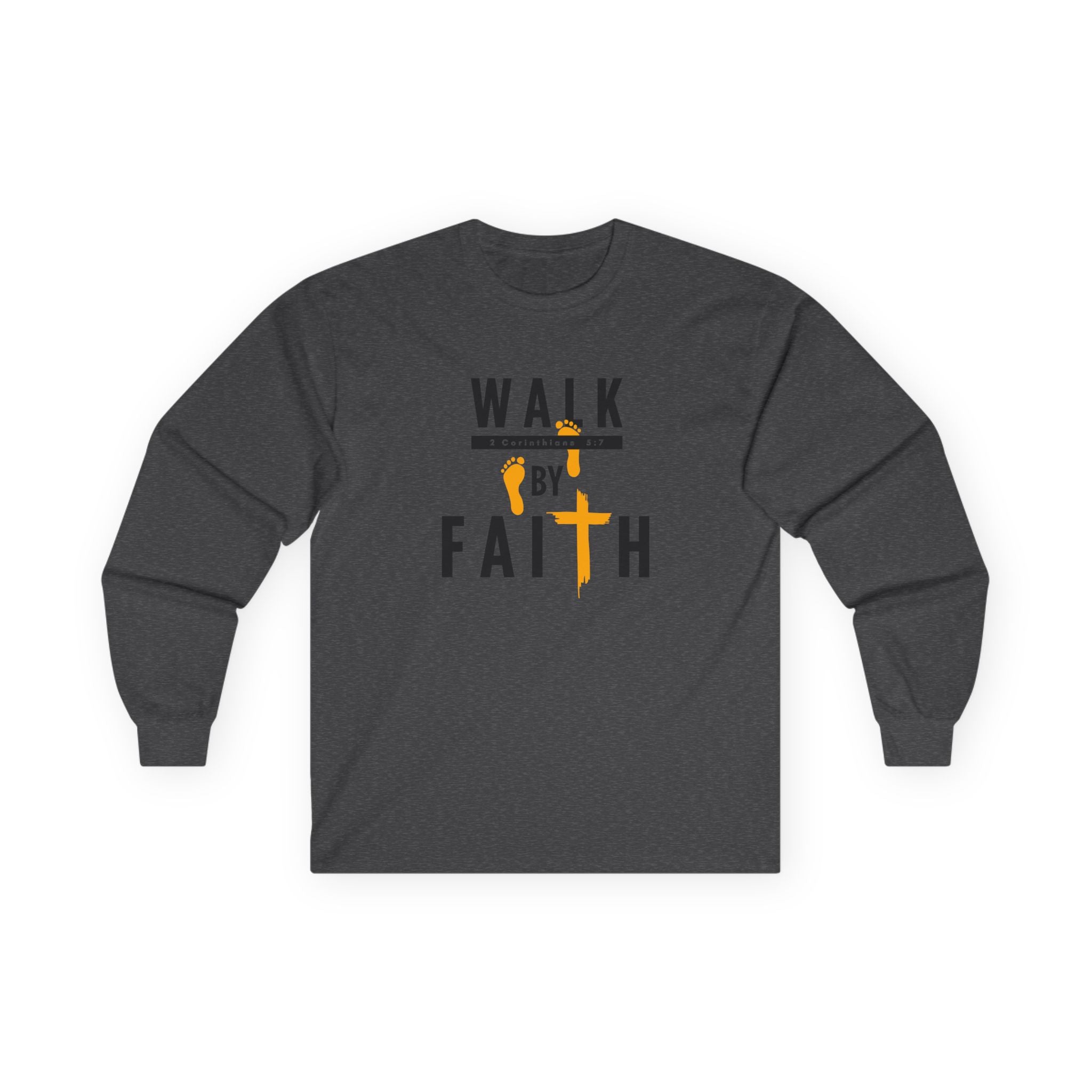 Long Sleeve Tee — "Walk by Faith" Christian Inspirational Shirt