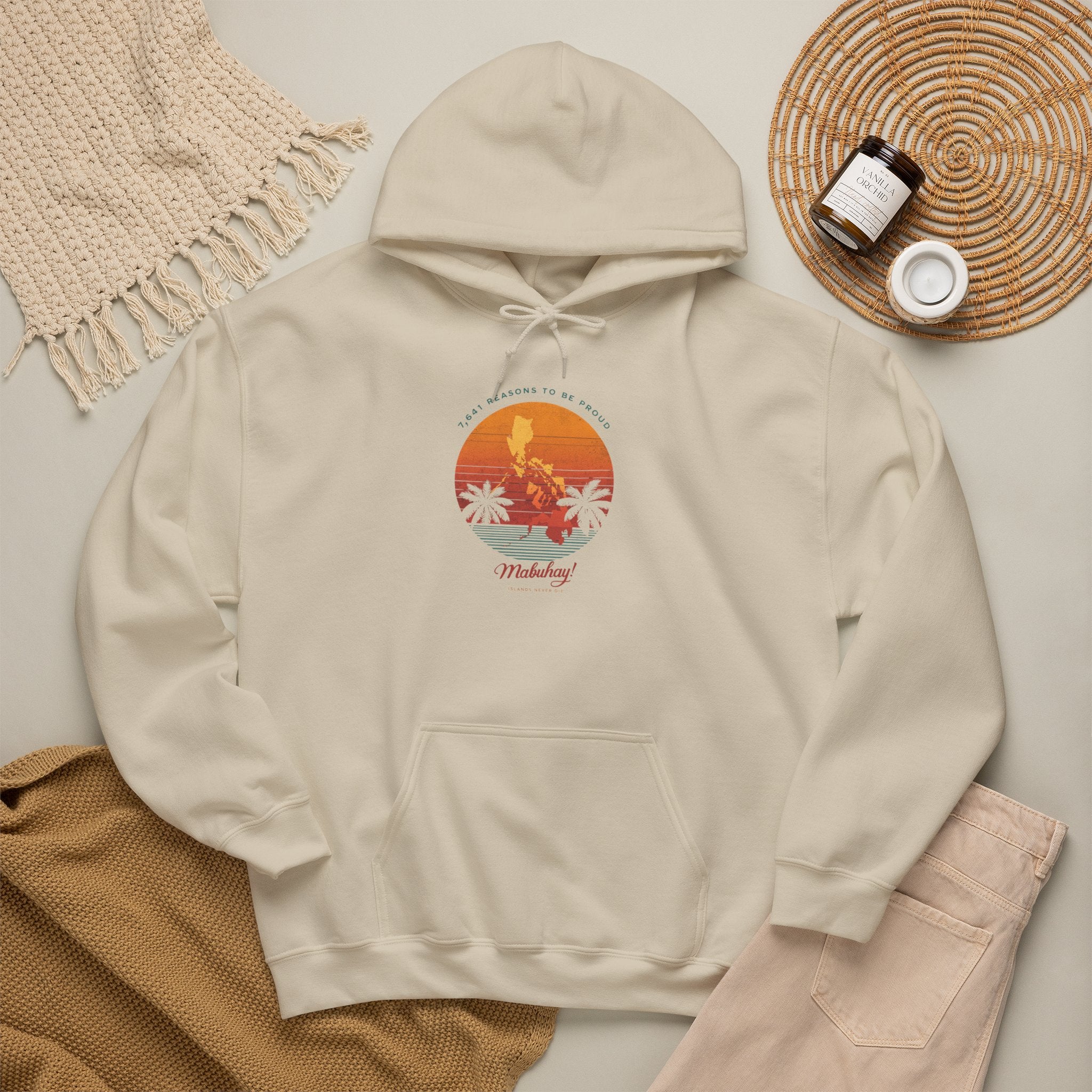 Hoodie • Mabuhay Sunset Palm Graphic — "Philippines" Retro Beach Vibes