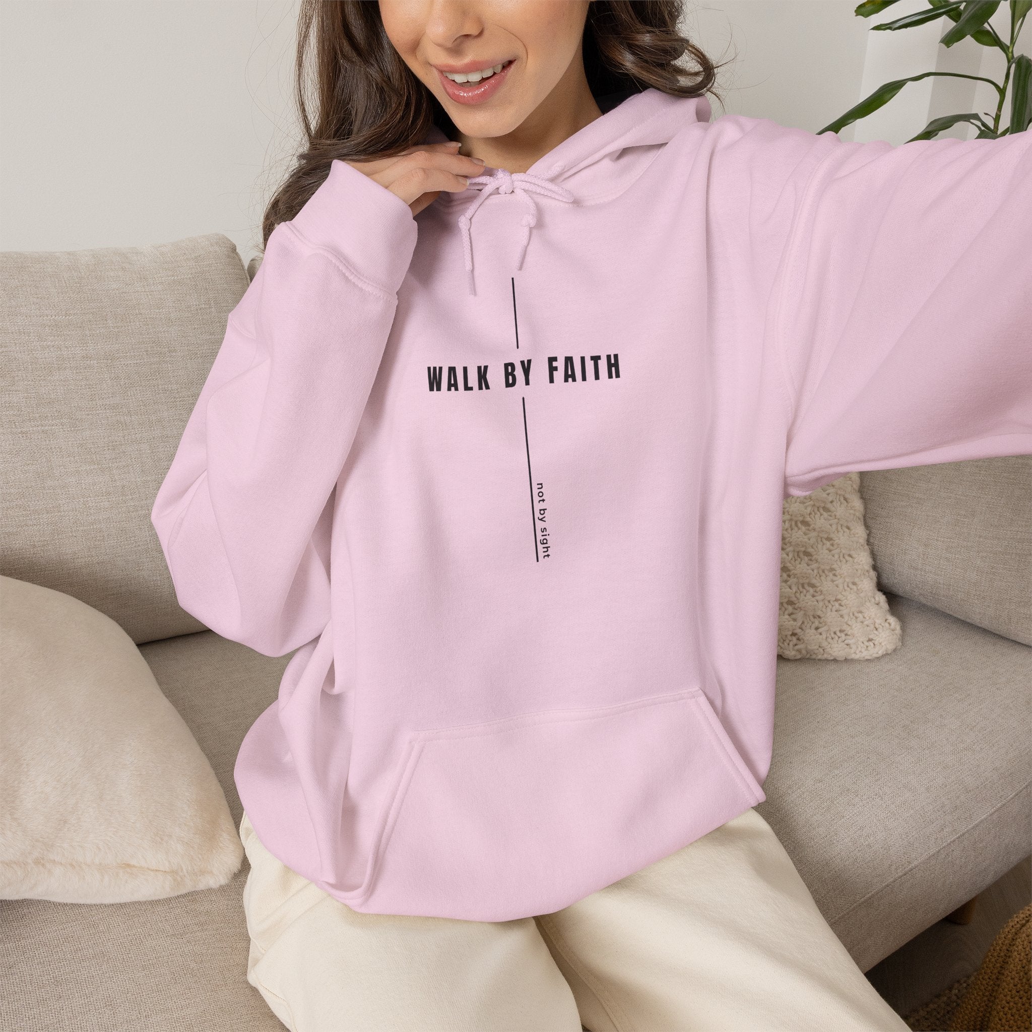 Walk By Faith Hoodie — Minimal Christian Inspirational Sweatshirt