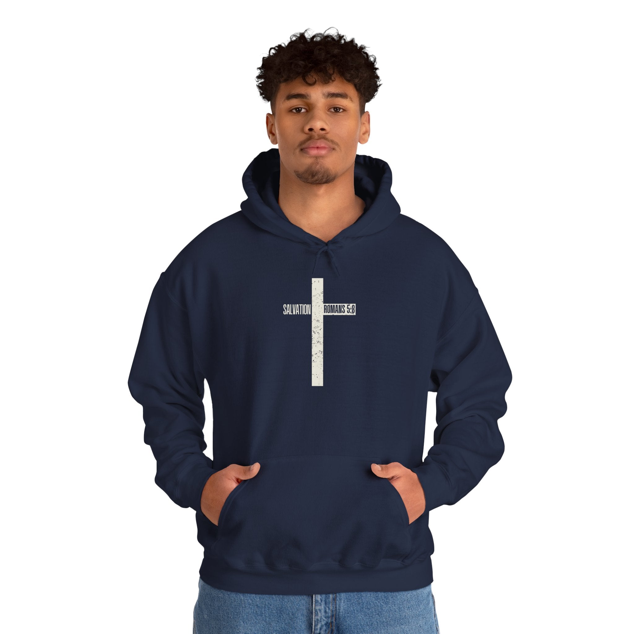 Christian Cross Salvation Hoodie – "Saved By Grace" Faith Graphic Pullover