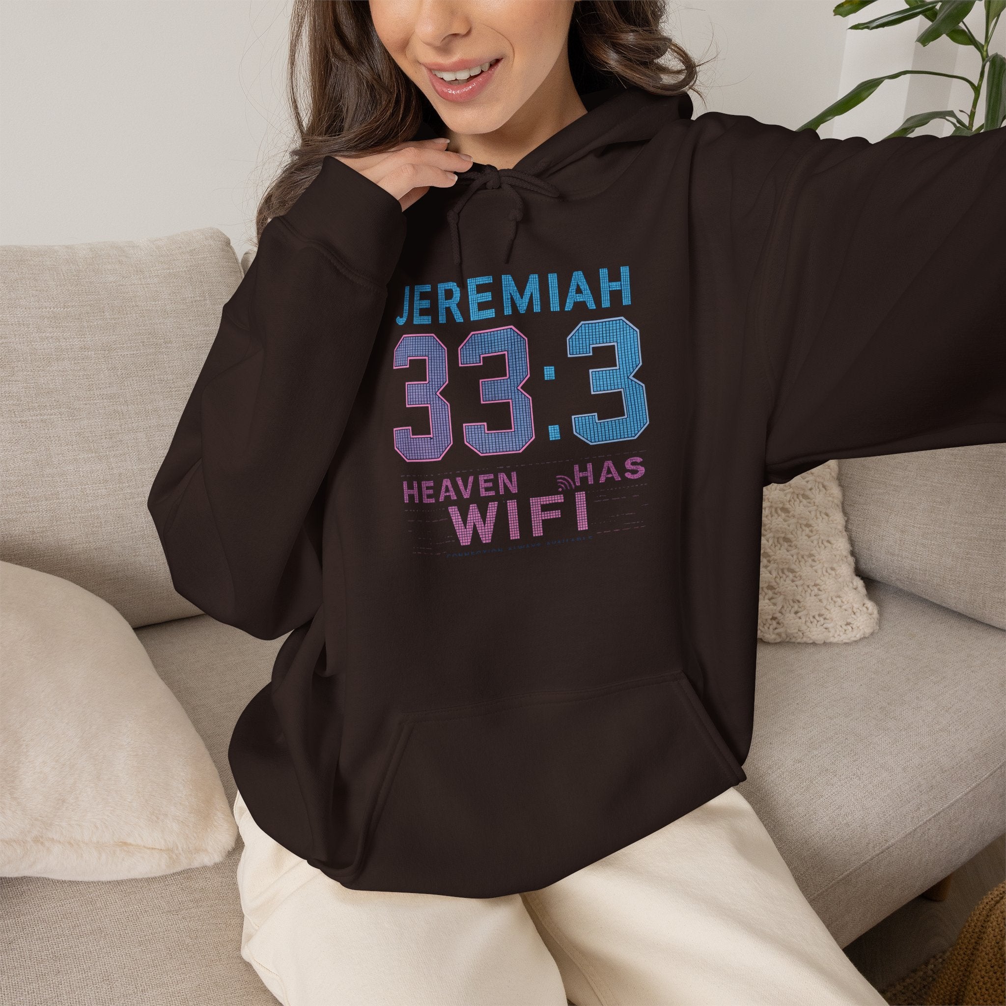 "Heaven Has WiFi" Christian Hoodie | Jeremiah 33:3 Faith Pullover Sweatshirt