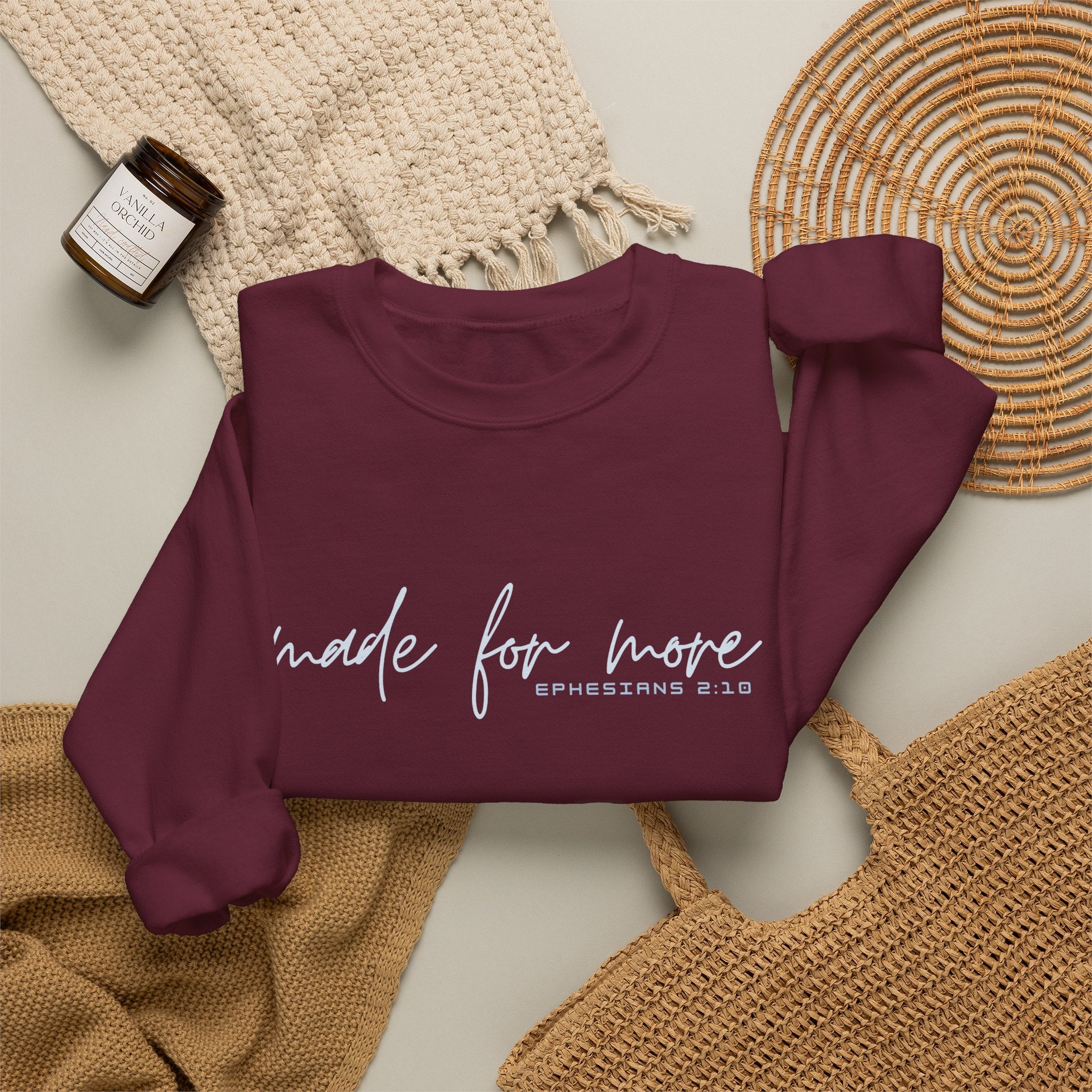 Christian Crewneck Sweatshirt "Made For More" Ephesians 2:10 Pullover, Inspirational Scripture Apparel, Faith Graphic Sweatshirt