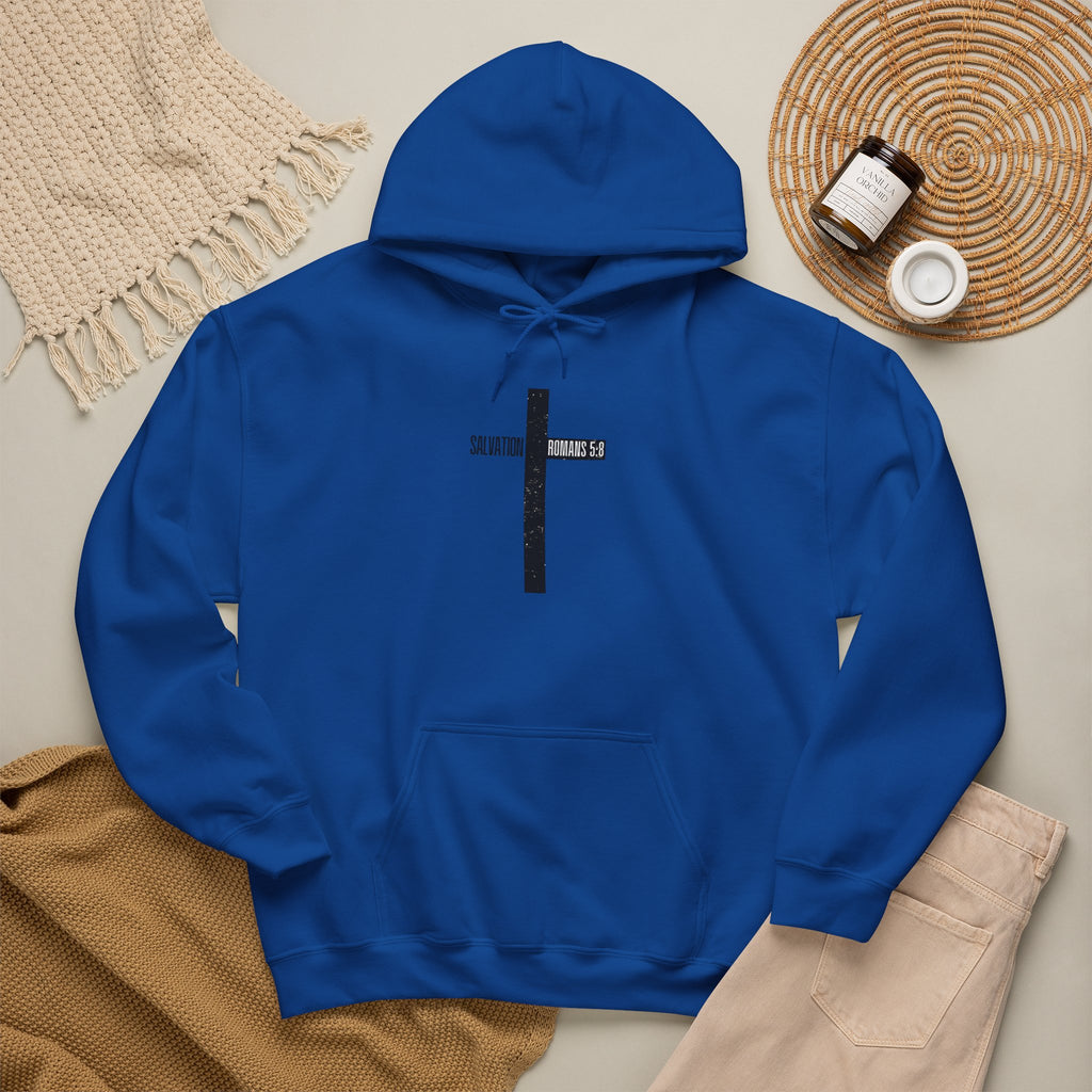 Faith Cross Salvation Hoodie — Minimalist Black Cross Christian Hoodie