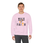 Christian Crewneck Sweatshirt "Walk By Faith" Pullover, 2 Corinthians 5:7 Apparel, Inspirational Faith Graphic Sweatshirt