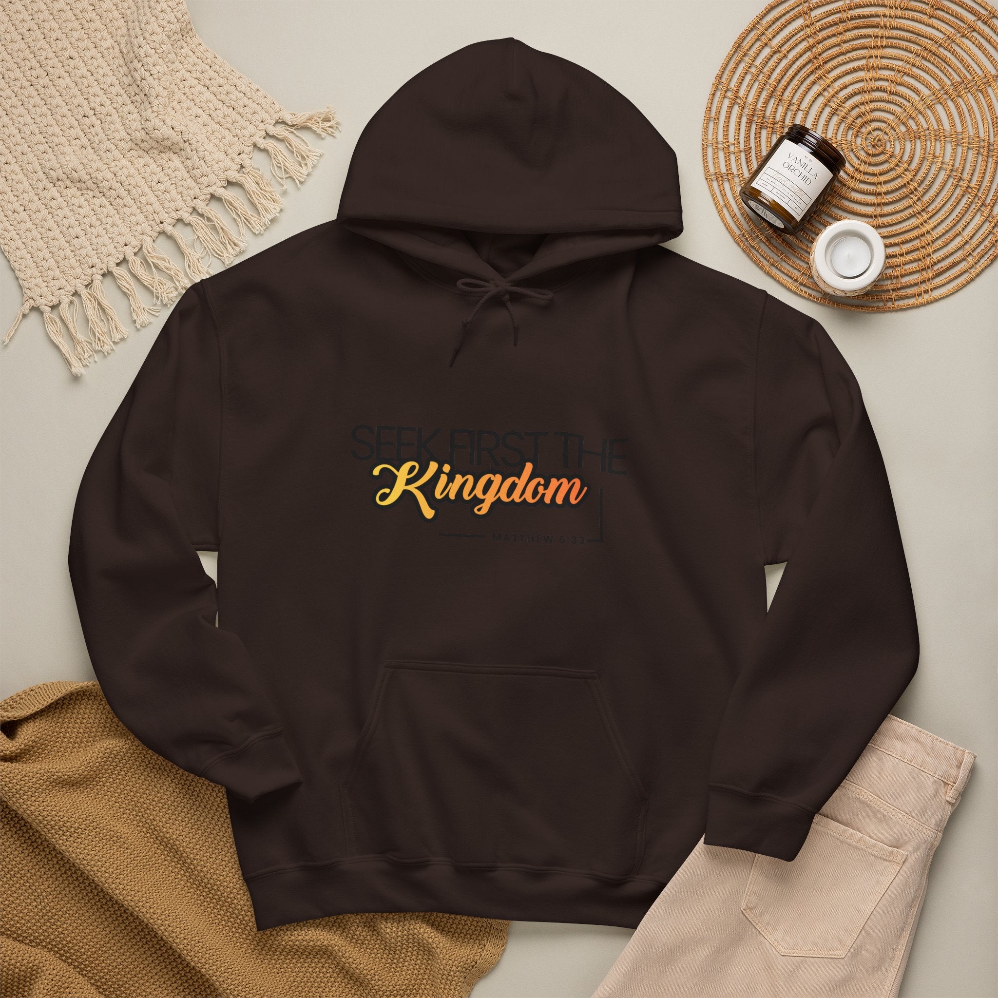 Seek First the Kingdom Hoodie – Christian Faith Scripture Sweatshirt (Matthew 6:33)