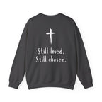 Christian Crewneck Sweatshirt — "Not Perfect, Forgiven" (Romans 5:8)