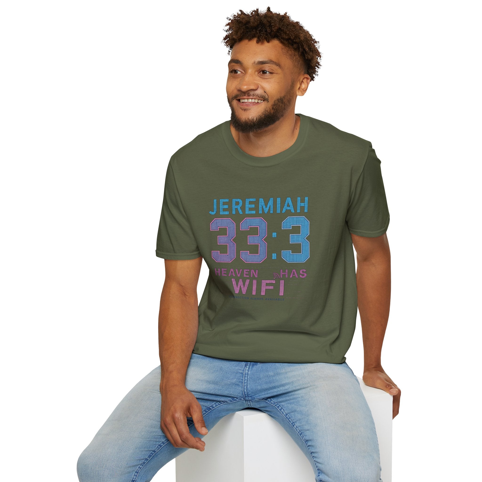 T‑Shirt — Jeremiah 33:3 'Heaven Has WiFi' Inspirational Christian Tee