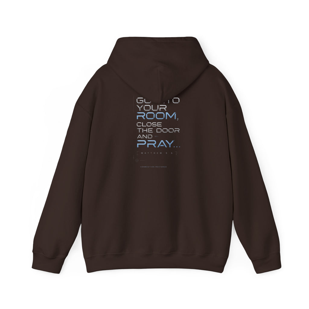 Christian Hoodie "Offline" Wi-Fi Symbol Pullover, Go Into Your Room Quote Back Print, Faith Streetwear Sweatshirt