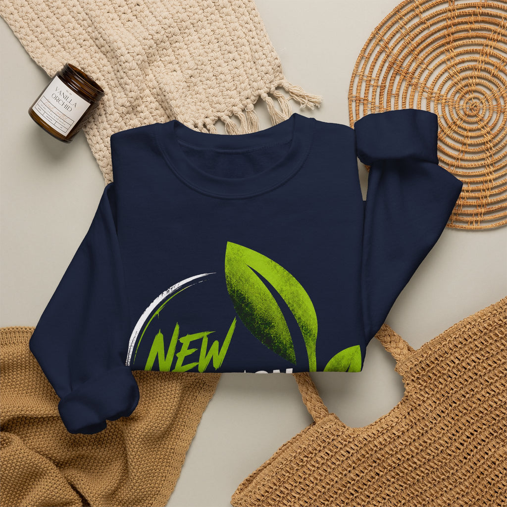 Christian Crewneck Sweatshirt "New Creation" Pullover, 2 Corinthians 5:17 Scripture Apparel, Green Leaf Graphic Sweatshirt