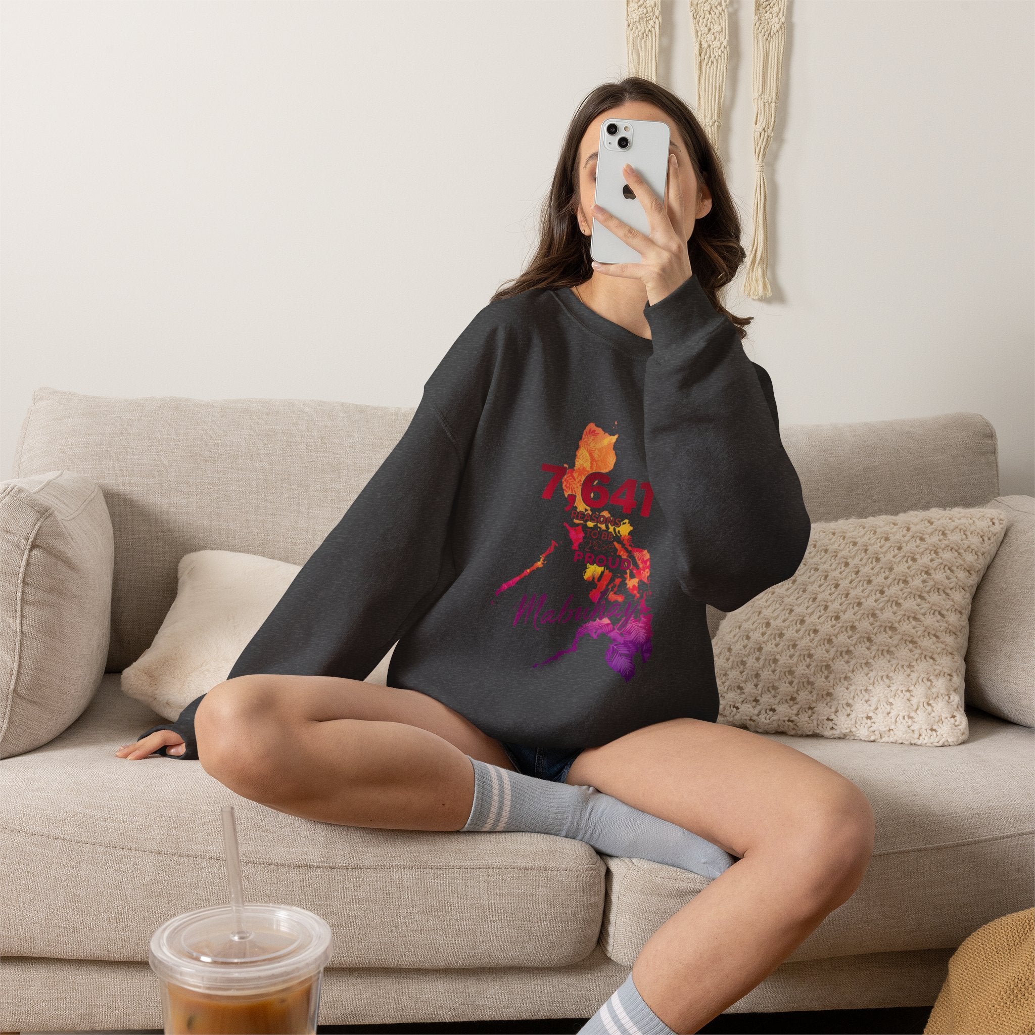 Philippines Map Sweatshirt - '7,641 Proud Pinoy' Colorful Vintage Crewneck