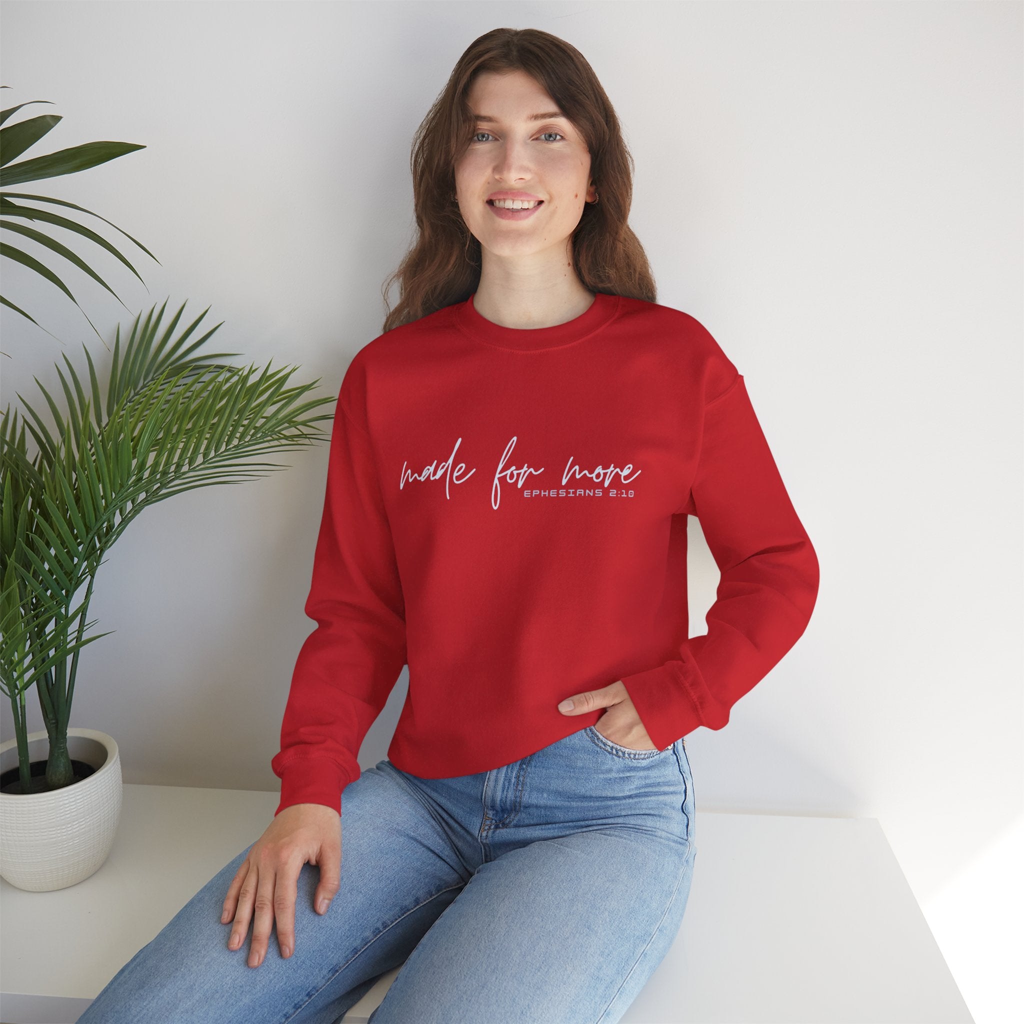 Christian Crewneck Sweatshirt "Made For More" Ephesians 2:10 Pullover, Inspirational Scripture Apparel, Faith Graphic Sweatshirt