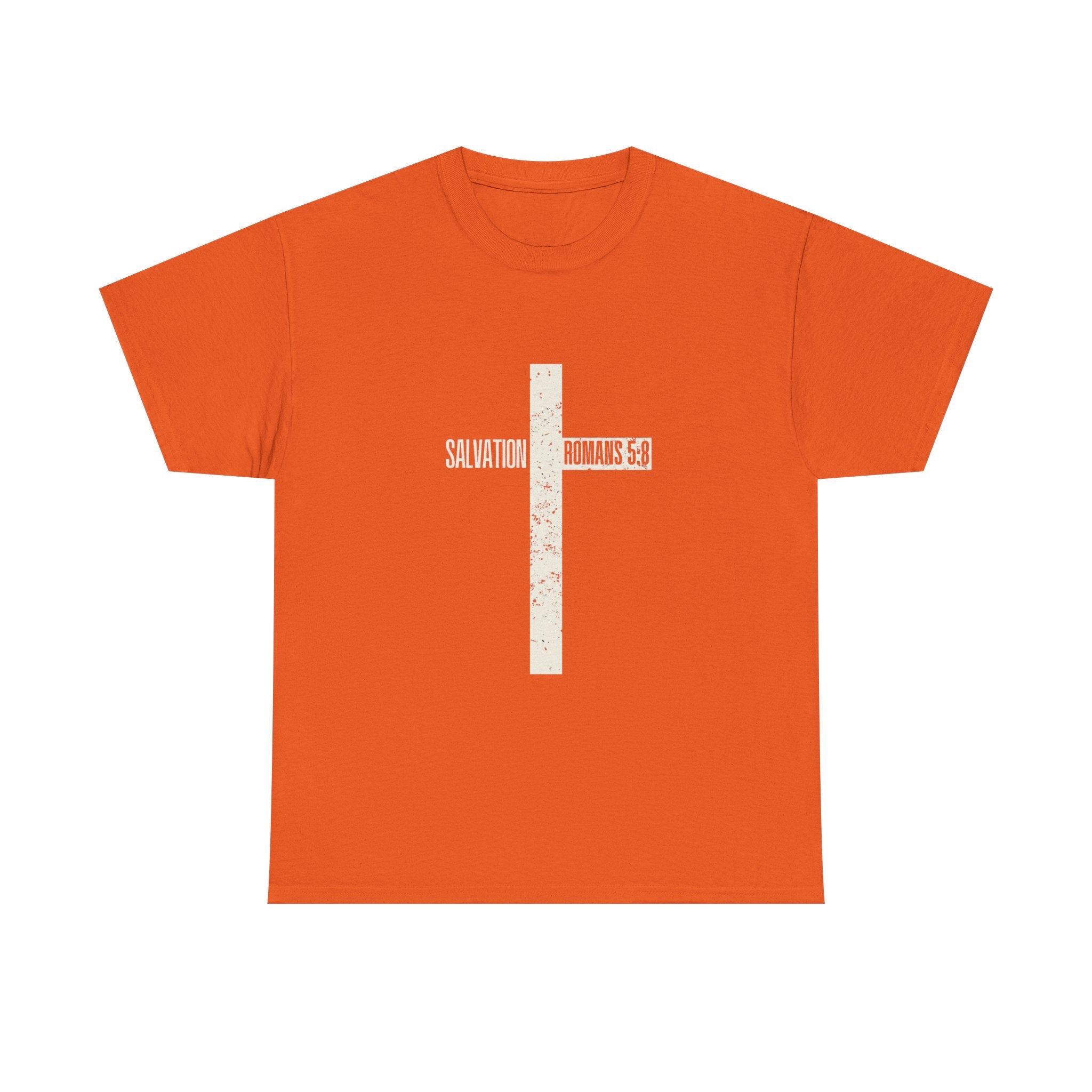 Christian Cross T-Shirt — "Salvation Romans 5:8" Faith Tee
