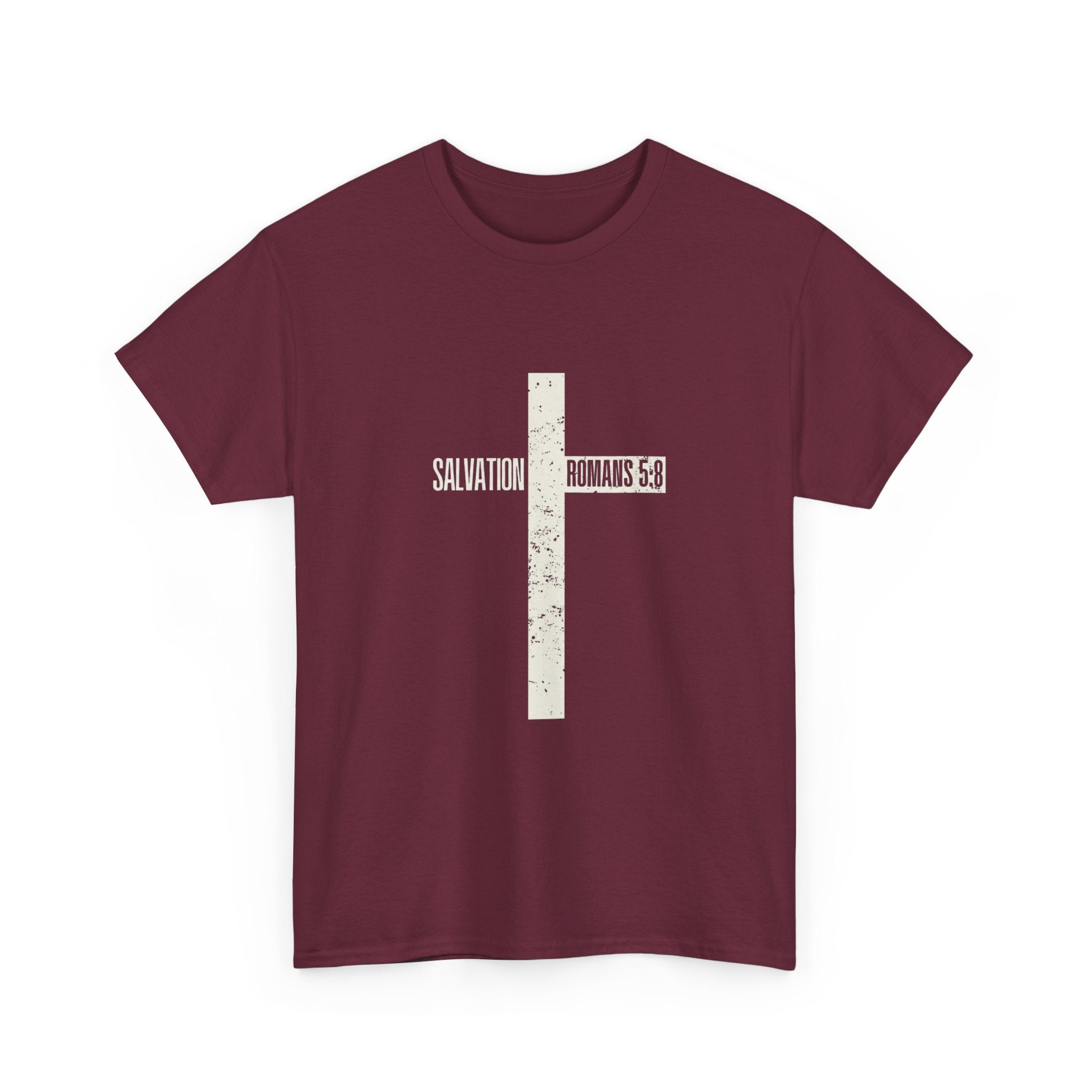 Christian Cross T-Shirt — "Salvation Romans 5:8" Faith Tee