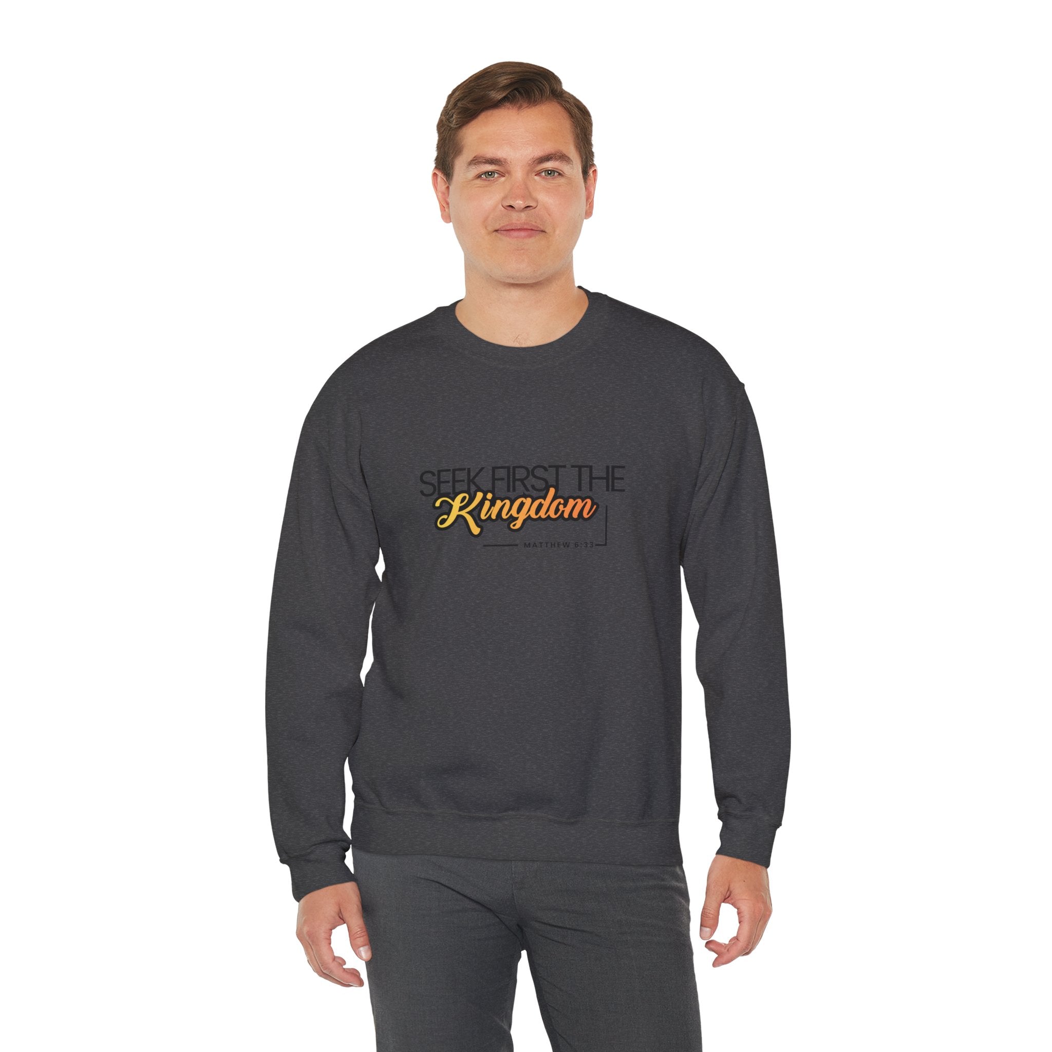Seek First the Kingdom Crewneck Sweatshirt — Christian Faith Graphic Sweatshirt