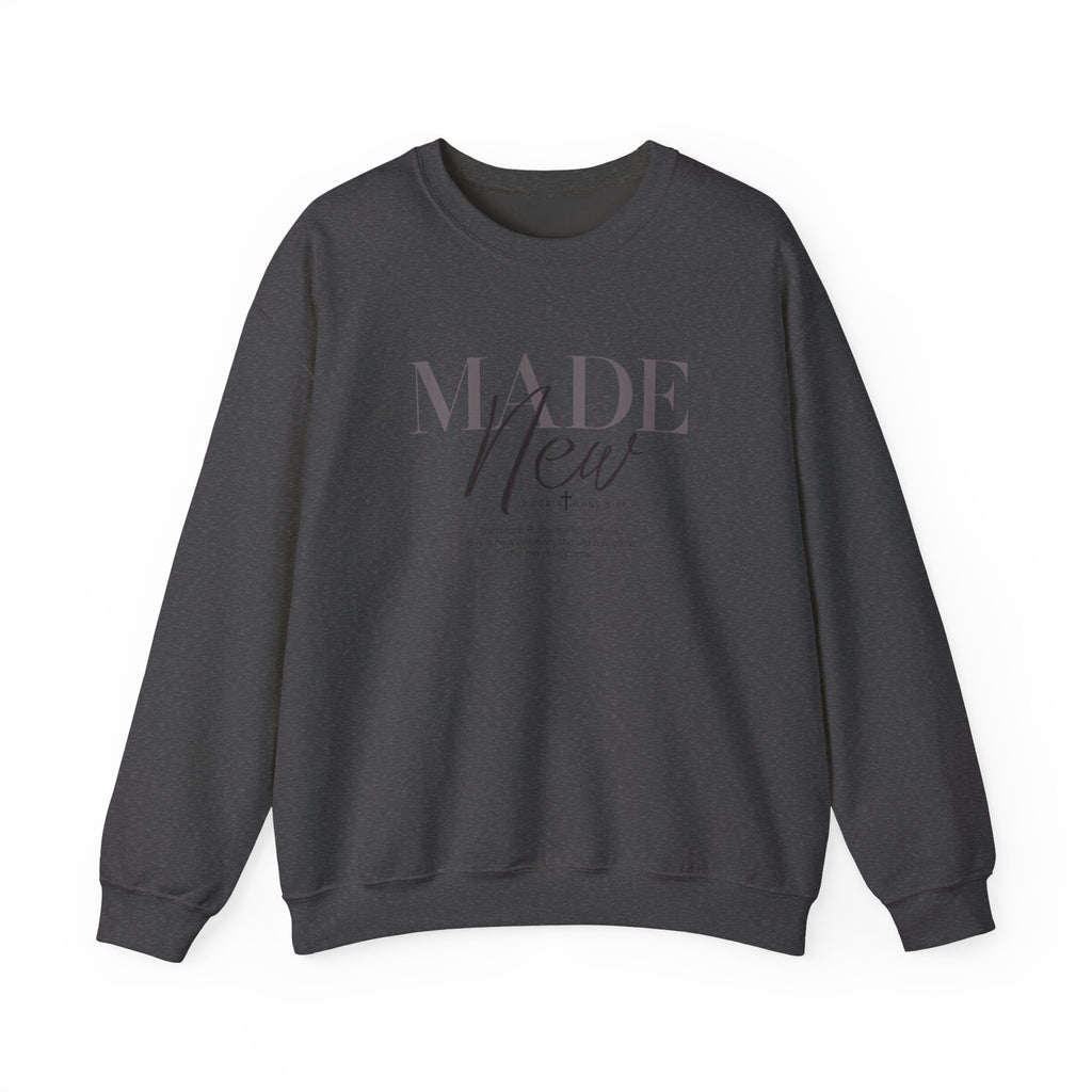 Minimalist Crewneck Sweatshirt "Made New" Pullover, Inspirational Christian Clothing, Aesthetic Daily Reminder Sweatshirt