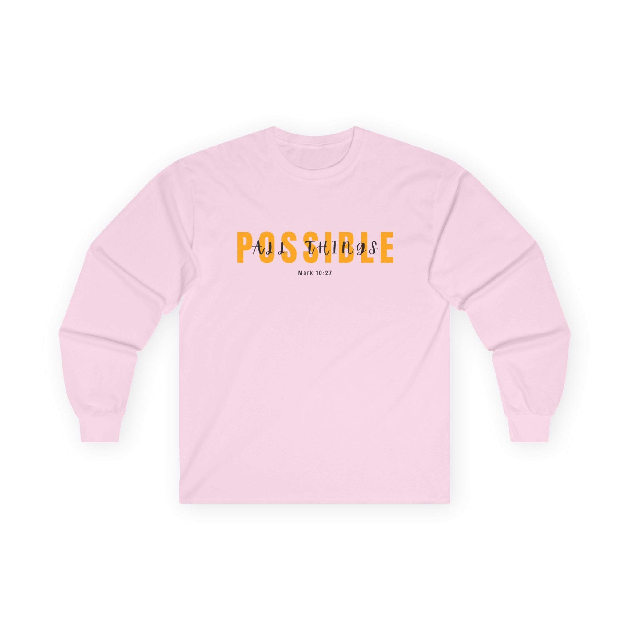 Possible Long Sleeve Christian Tee — Inspirational "Possible" Graphic Cotton Shirt